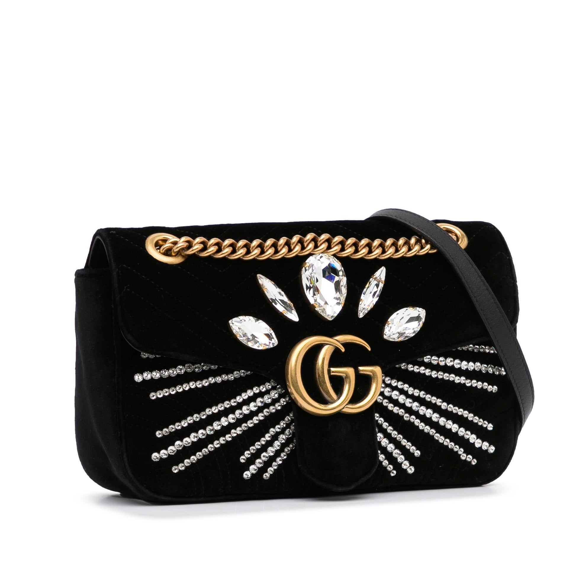 Gucci GG Marmont SHG-UKnsD6 Matelasse Black Small Crossbody Bag