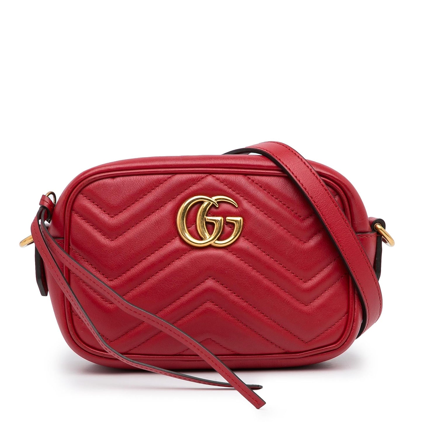 Gucci GG Marmont SHG-MMqwXR Matelasse Calf Red Small Crossbody Bag