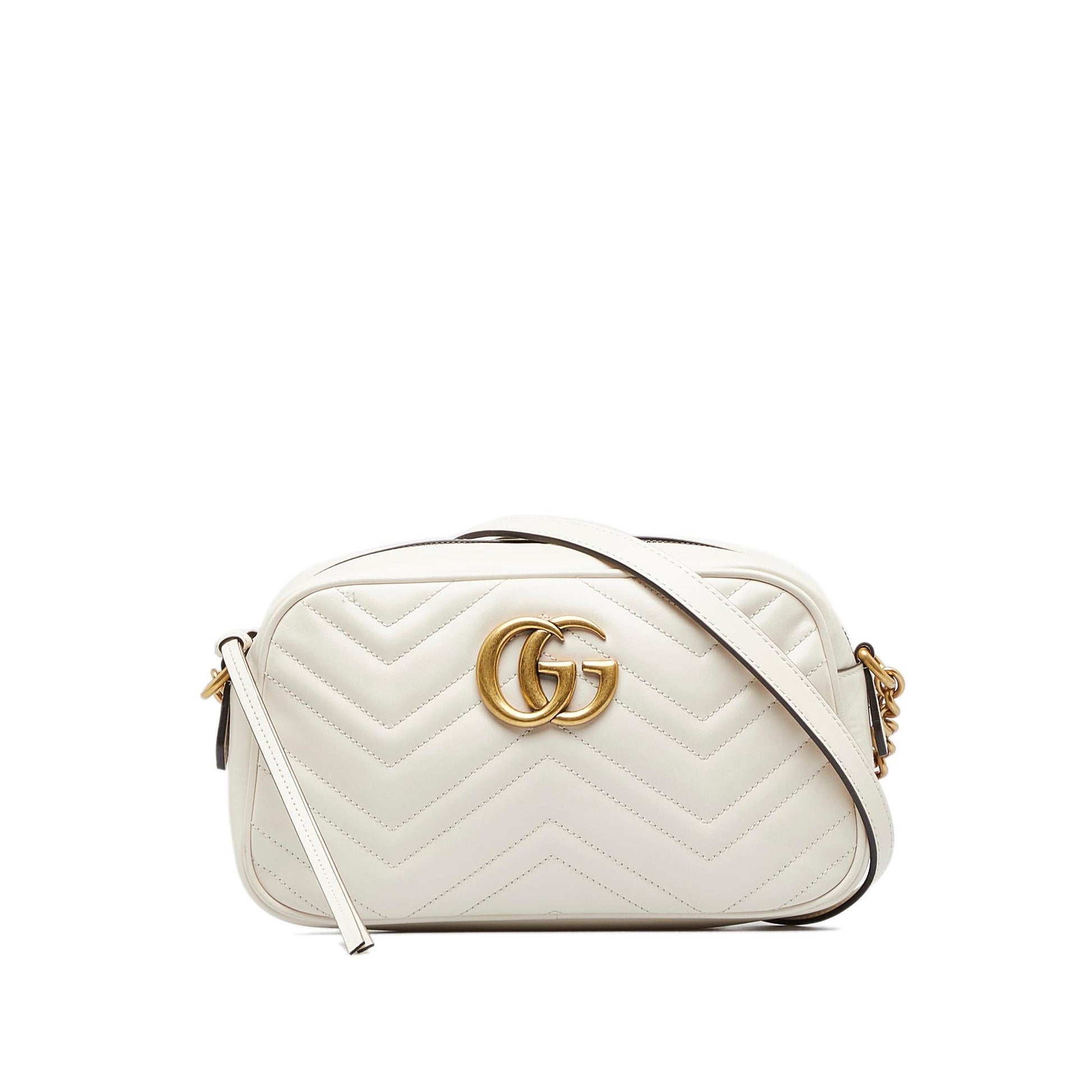 Gucci GG Marmont SHG-WnmqBb Matelasse Calf White Small Crossbody Bag