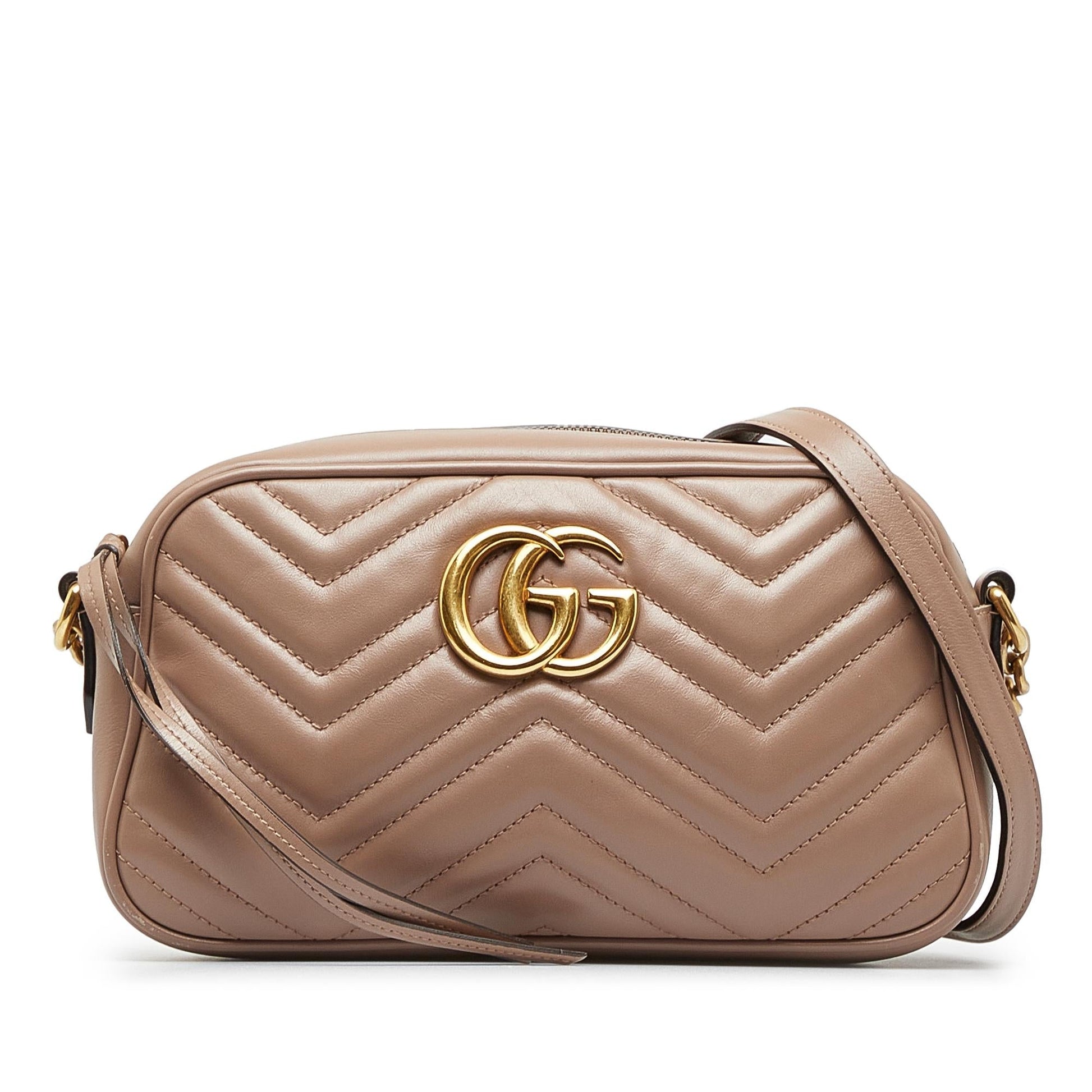 Gucci GG Marmont SHG-aQeieH Matelasse Calf Brown Small Crossbody Bag