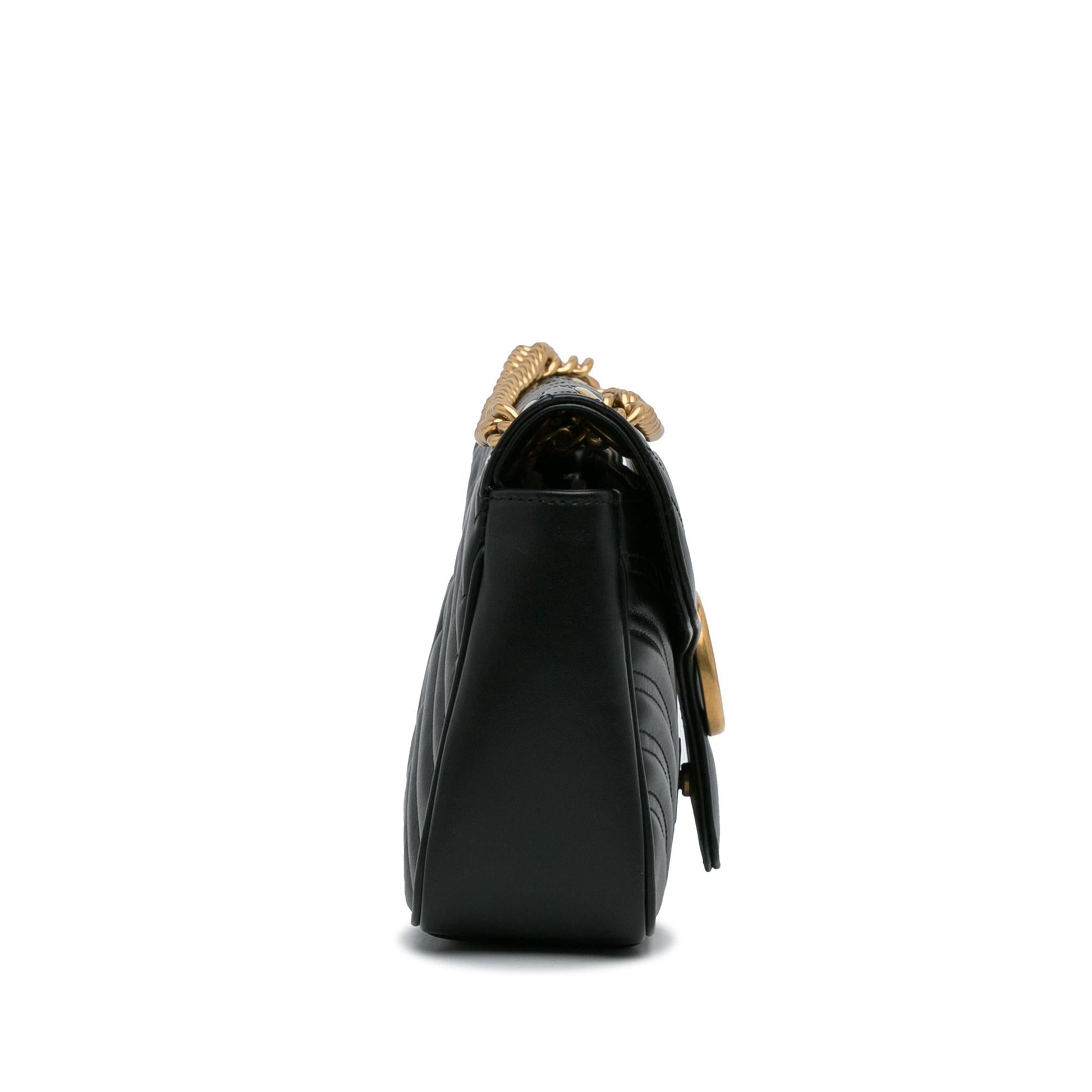 Gucci GG Marmont SHG-DdfqLM Matelasse Calf Black Small Crossbody Bag