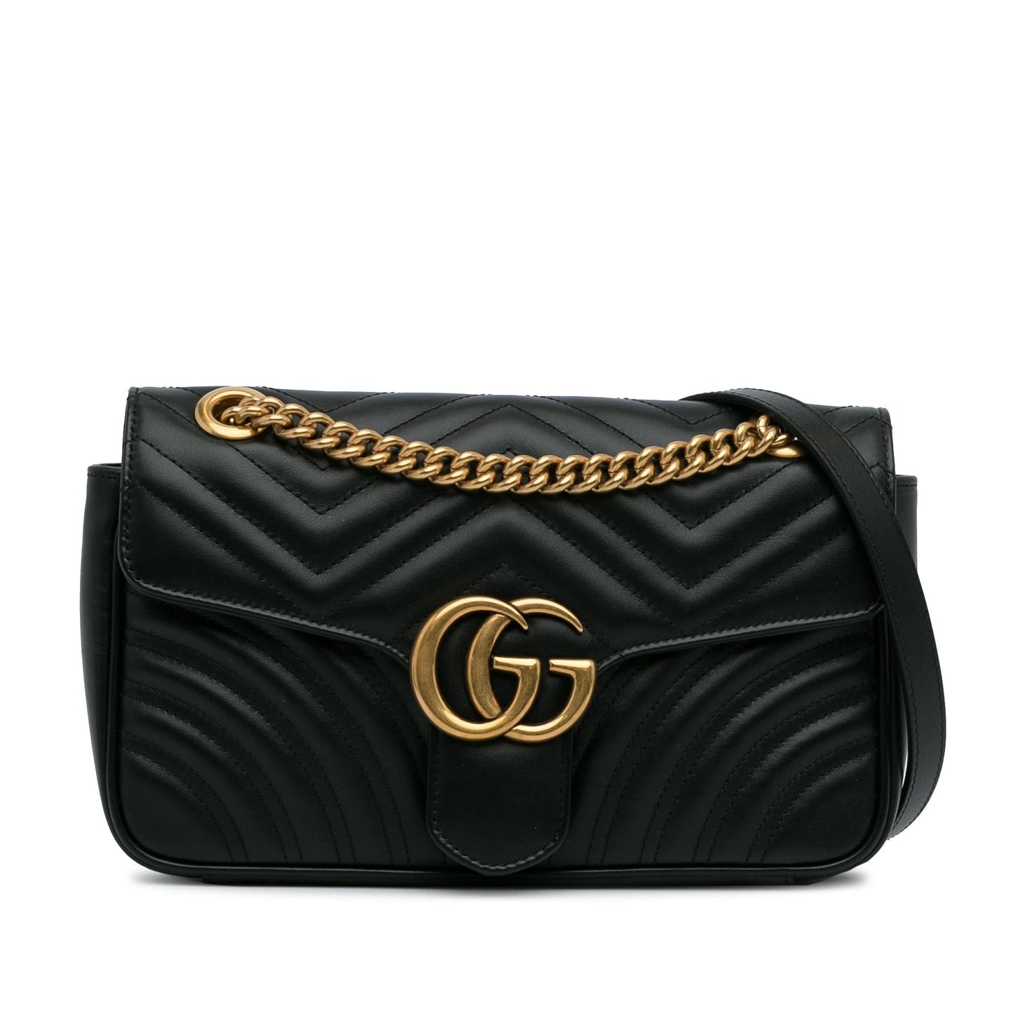 Gucci GG Marmont SHG-DdfqLM Matelasse Calf Black Small Crossbody Bag