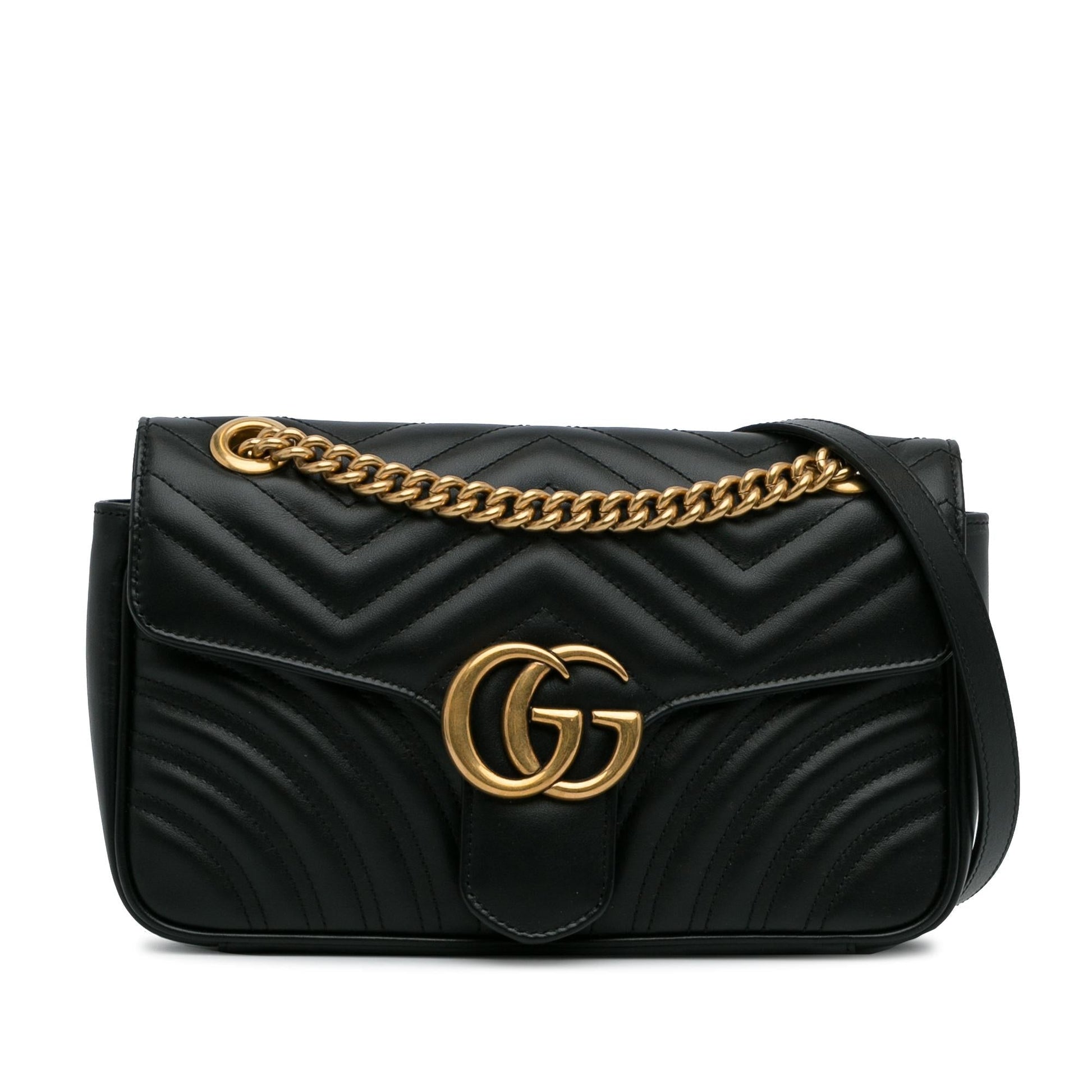 Gucci GG Marmont SHG-DdfqLM Matelasse Calf Black Small Crossbody Bag
