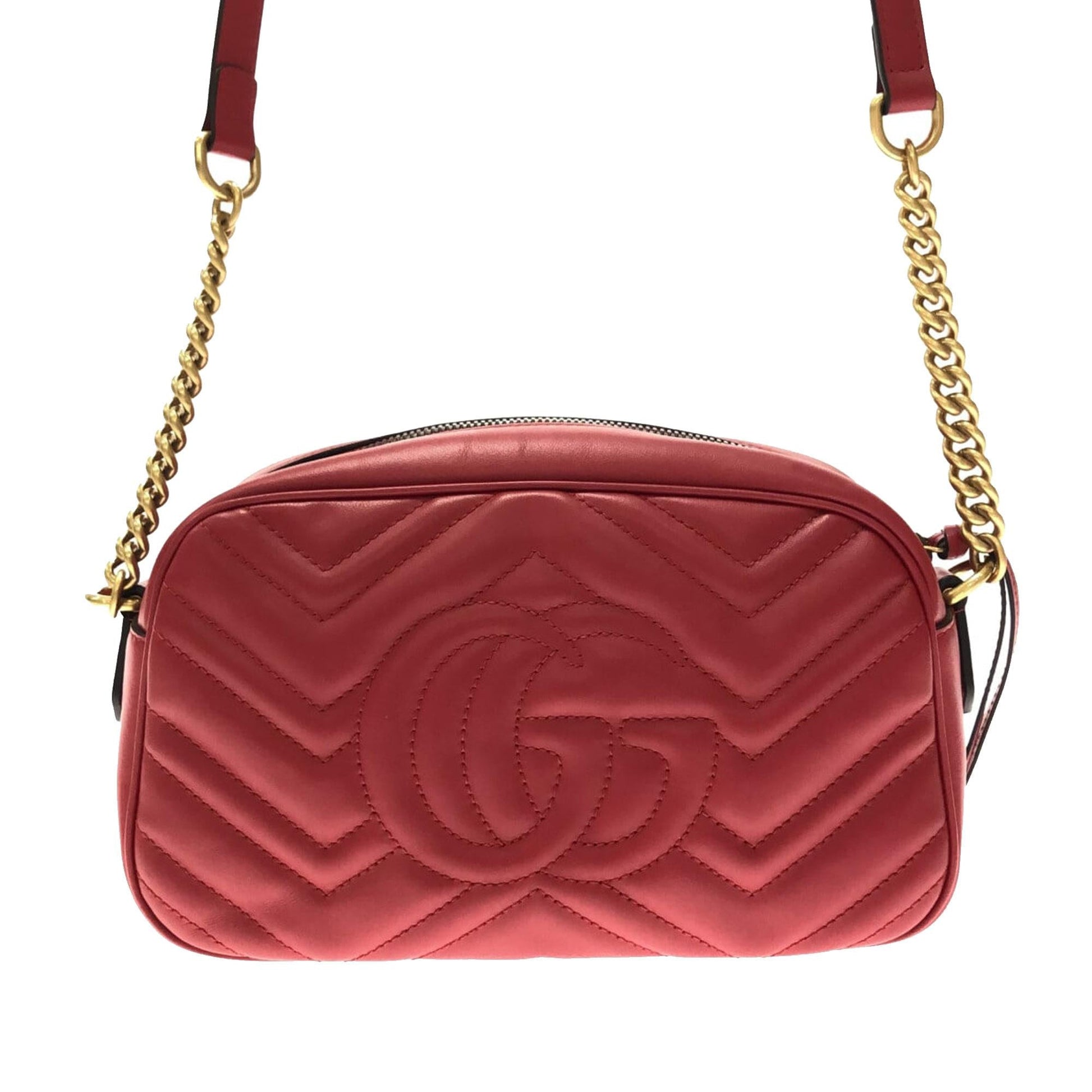 Gucci GG Marmont SHG-NUxC1I Matelasse Calf Red Small Crossbody Bag