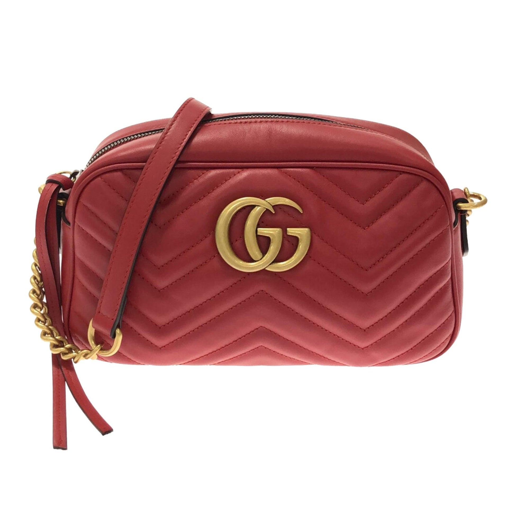 Gucci GG Marmont SHG-NUxC1I Matelasse Calf Red Small Crossbody Bag