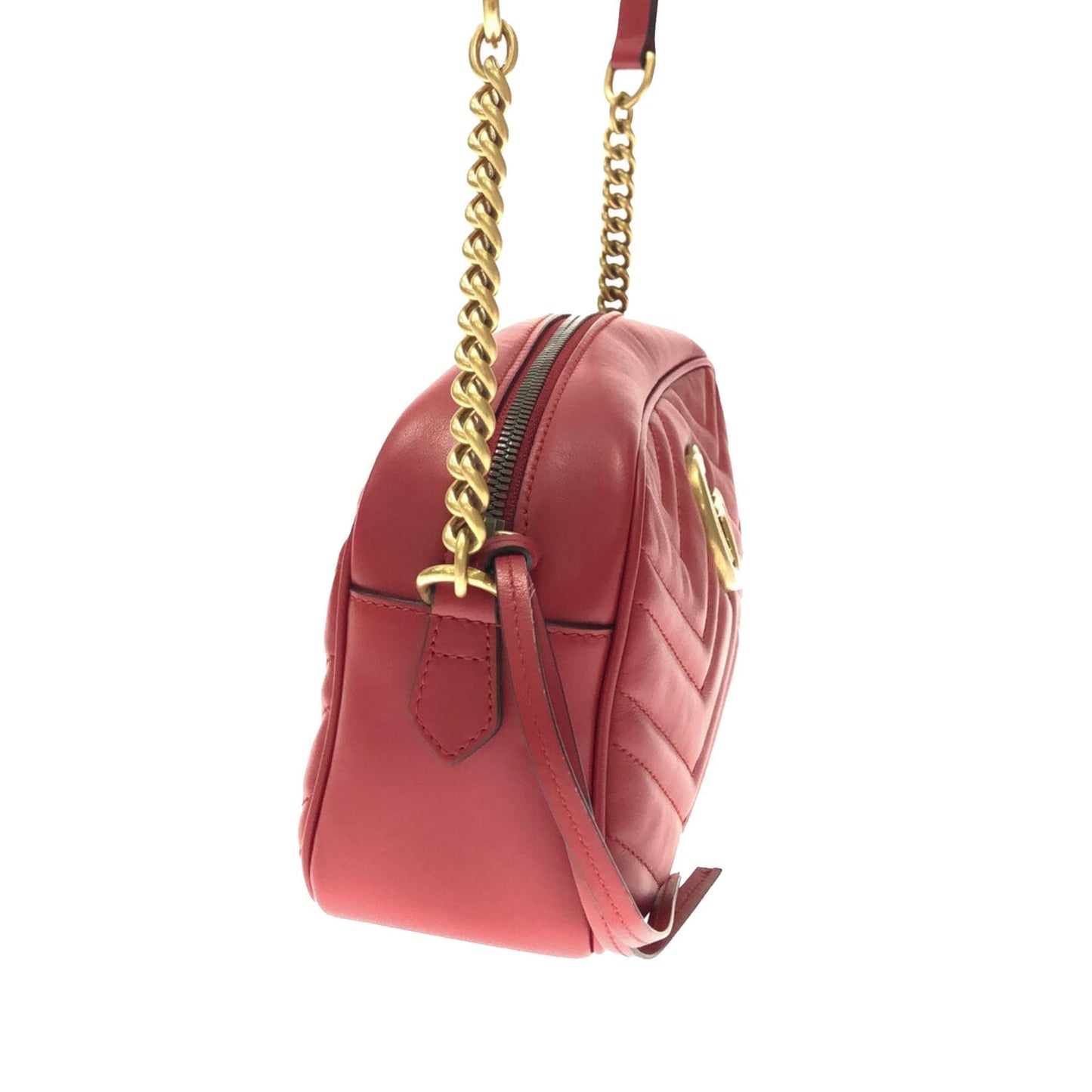 Gucci GG Marmont SHG-NUxC1I Matelasse Calf Red Small Crossbody Bag