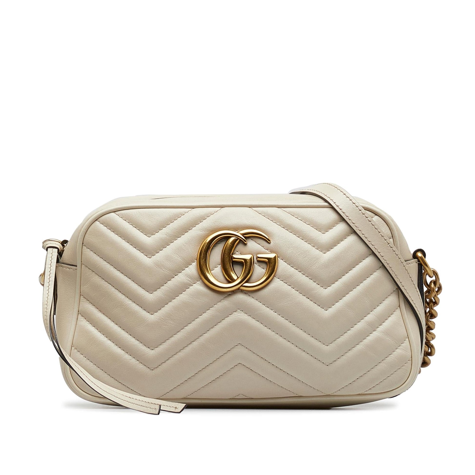 Gucci GG Marmont SHG-ojfwJO Matelasse Calf White Small Crossbody Bag