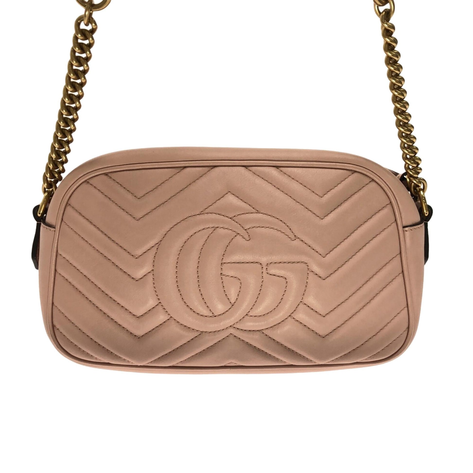 Gucci GG Marmont SHG-Nzgu8j Matelasse Calf Pink Small Crossbody Bag
