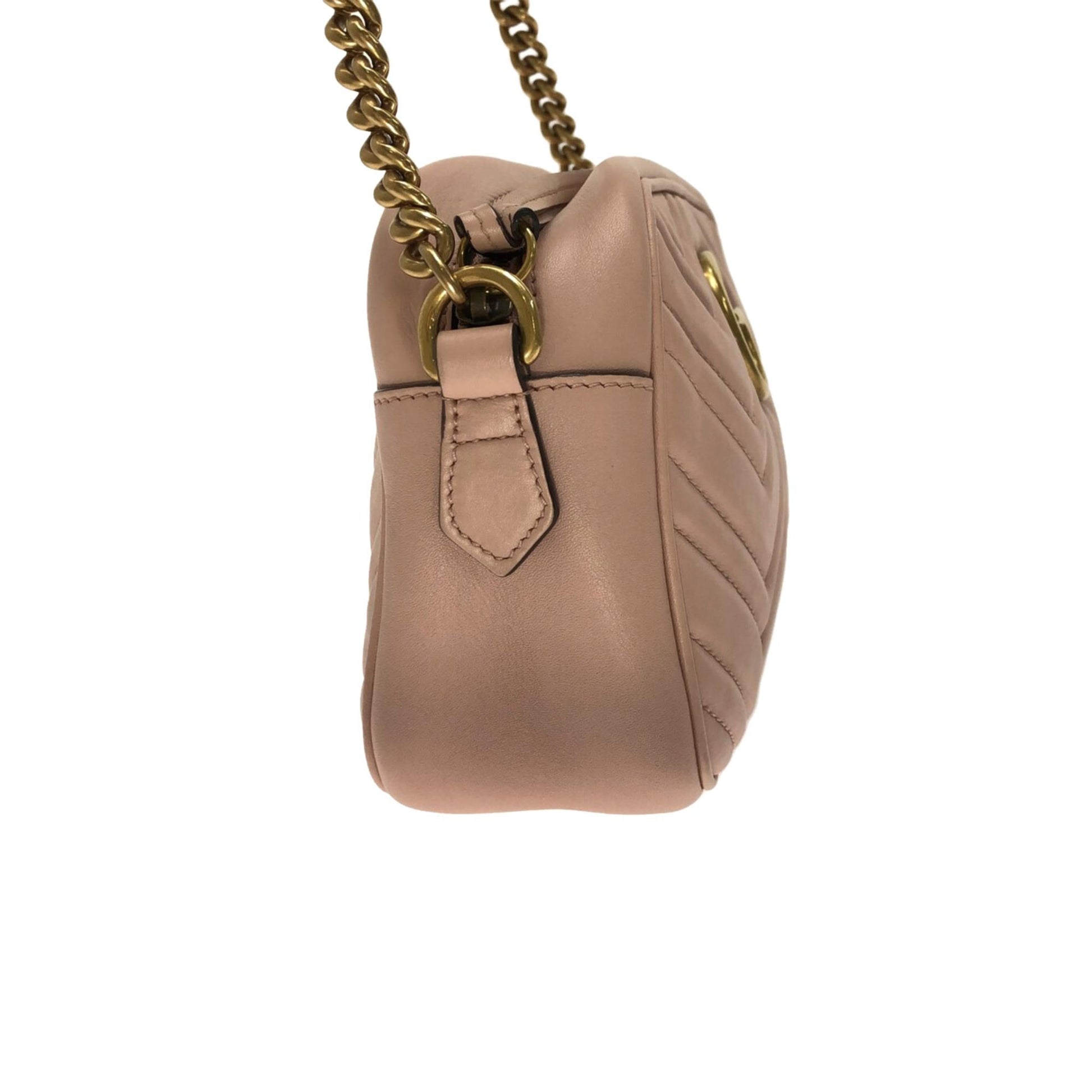 Gucci GG Marmont SHG-Nzgu8j Matelasse Calf Pink Small Crossbody Bag