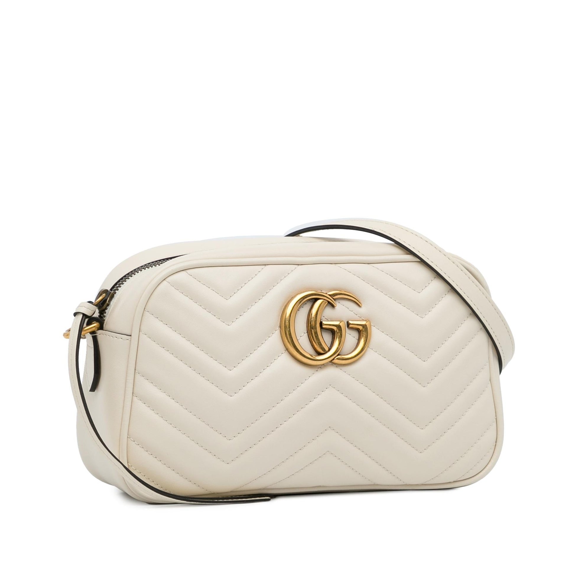 Gucci GG Marmont SHG-XJh1aH Matelasse Calf White Small Crossbody Bag