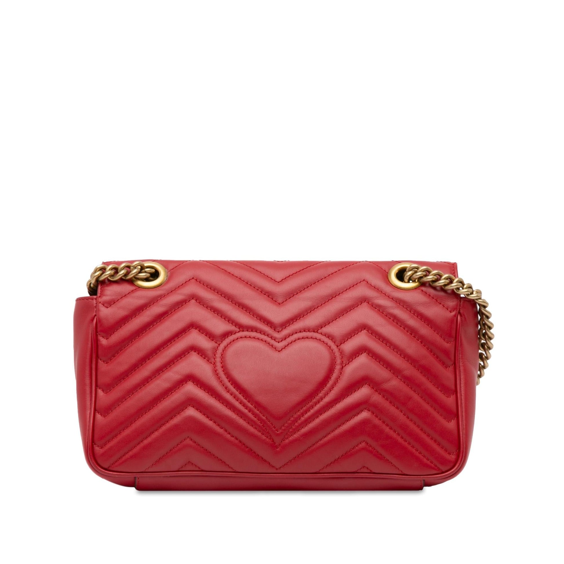 Gucci GG Marmont SHG-4iAPpk Matelasse Calf Red Small Crossbody Bag
