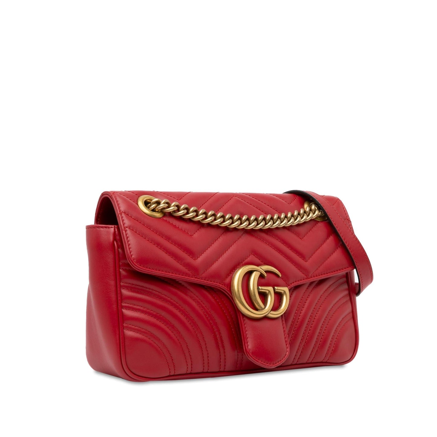 Gucci GG Marmont SHG-4iAPpk Matelasse Calf Red Small Crossbody Bag