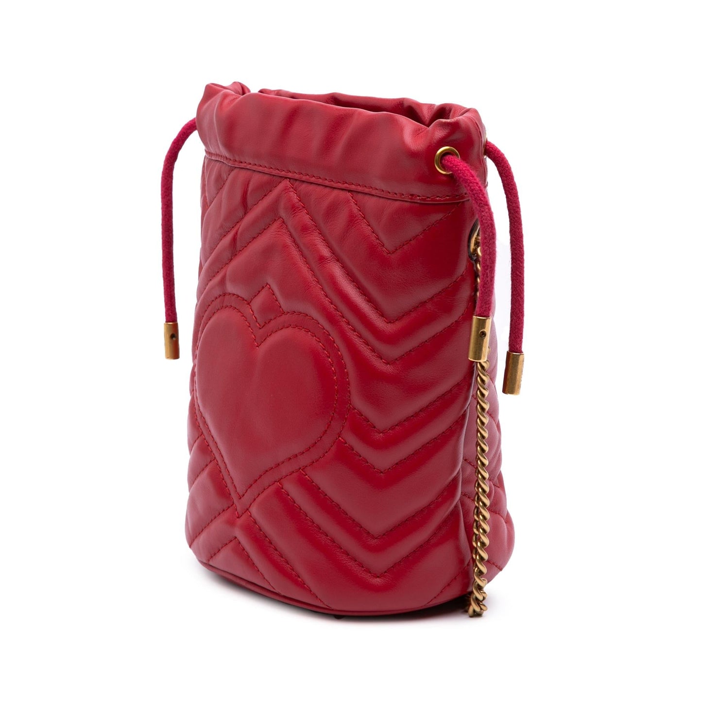 Gucci GG Marmont Bucket Matelasse Leather Calf Red Shoulder Bag