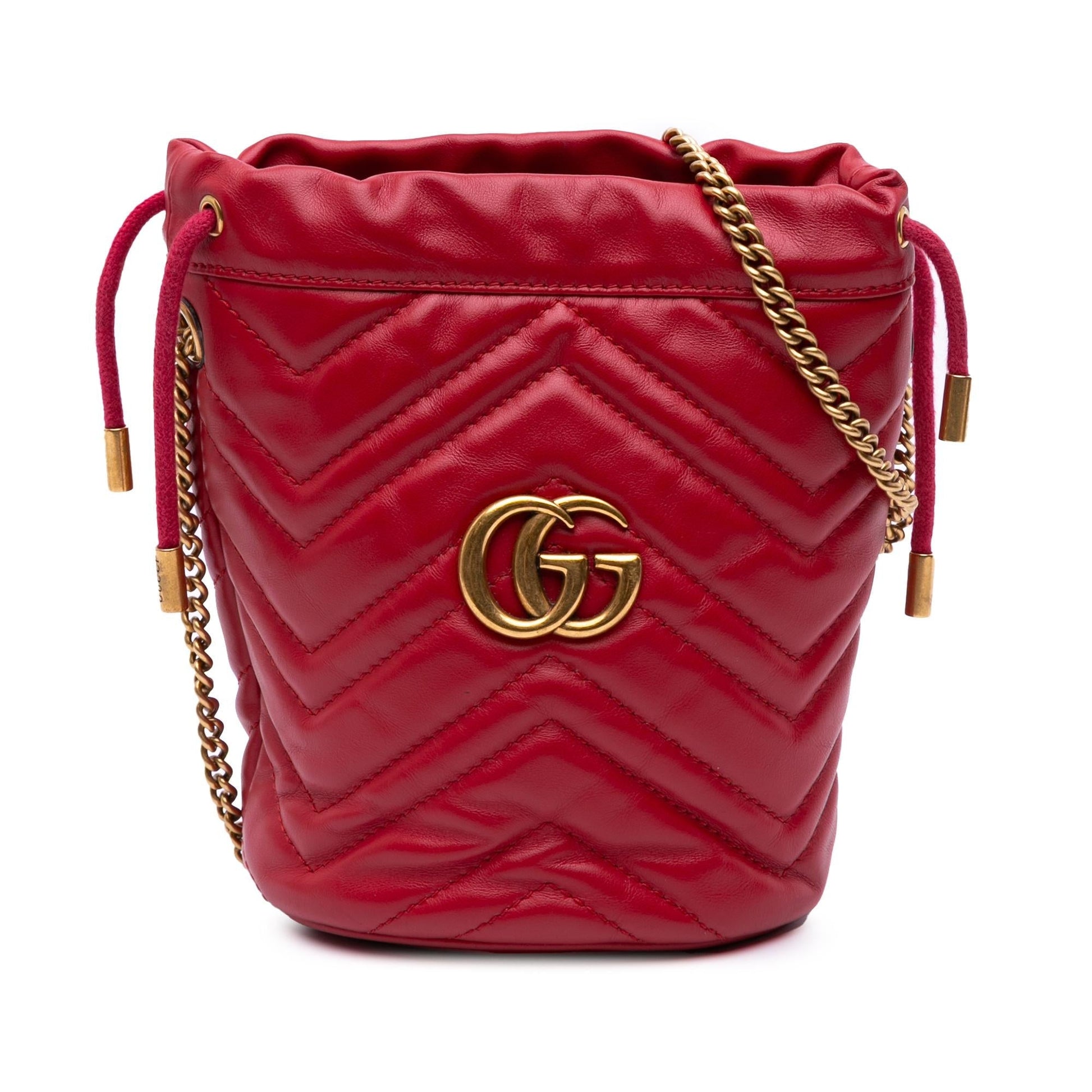 Gucci GG Marmont Bucket Matelasse Leather Calf Red Shoulder Bag Bag 1