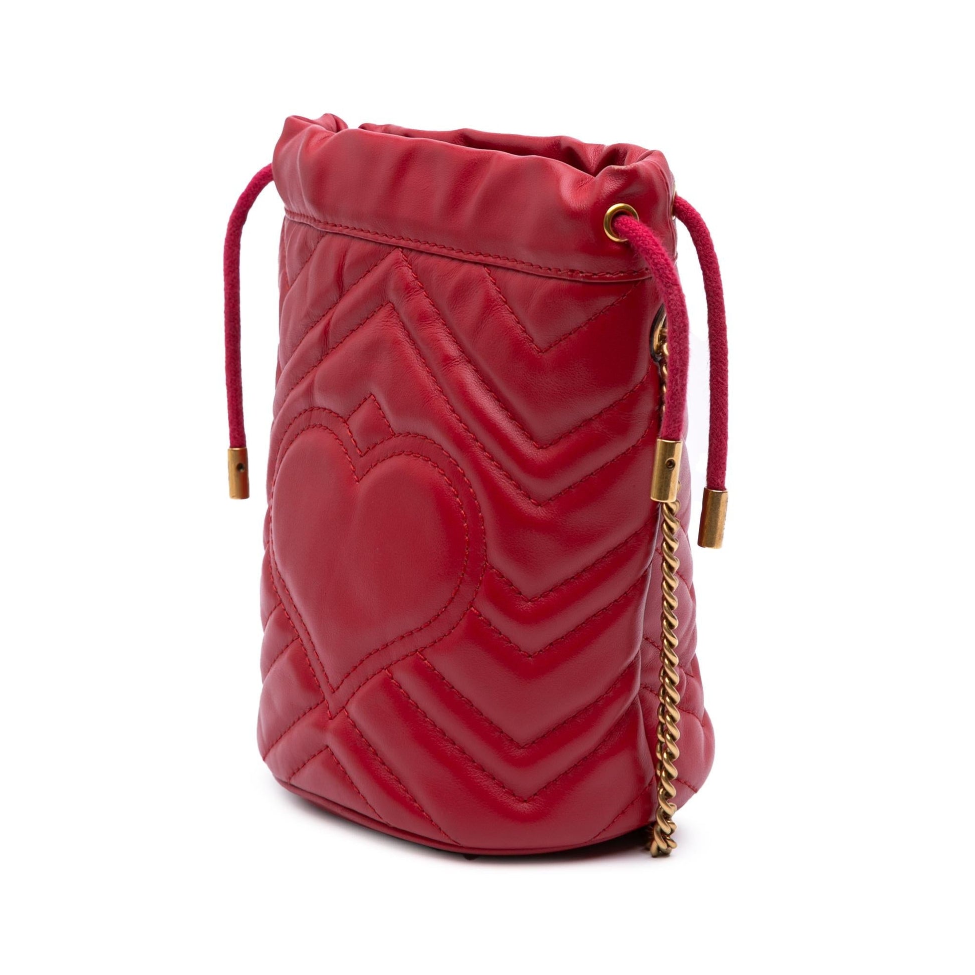 Gucci GG Marmont Bucket Matelasse Leather Calf Red Shoulder Bag Bag 2