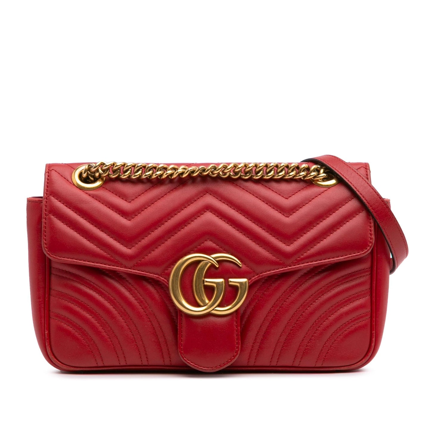 Gucci GG Marmont Flap Matelasse Leather Calf Red Crossbody Bag