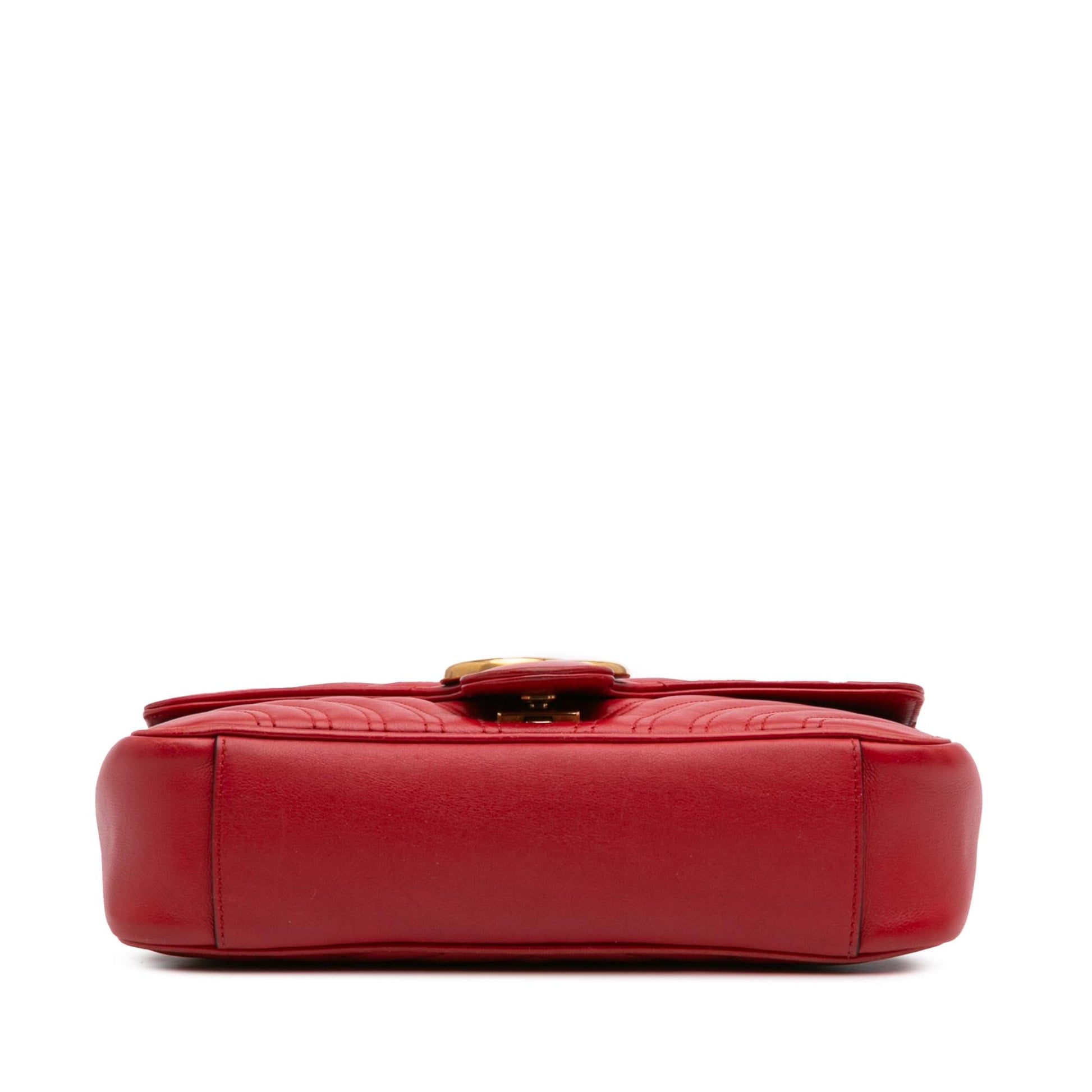 Gucci GG Marmont Flap Matelasse Leather Calf Red Crossbody Bag Crossbody 1