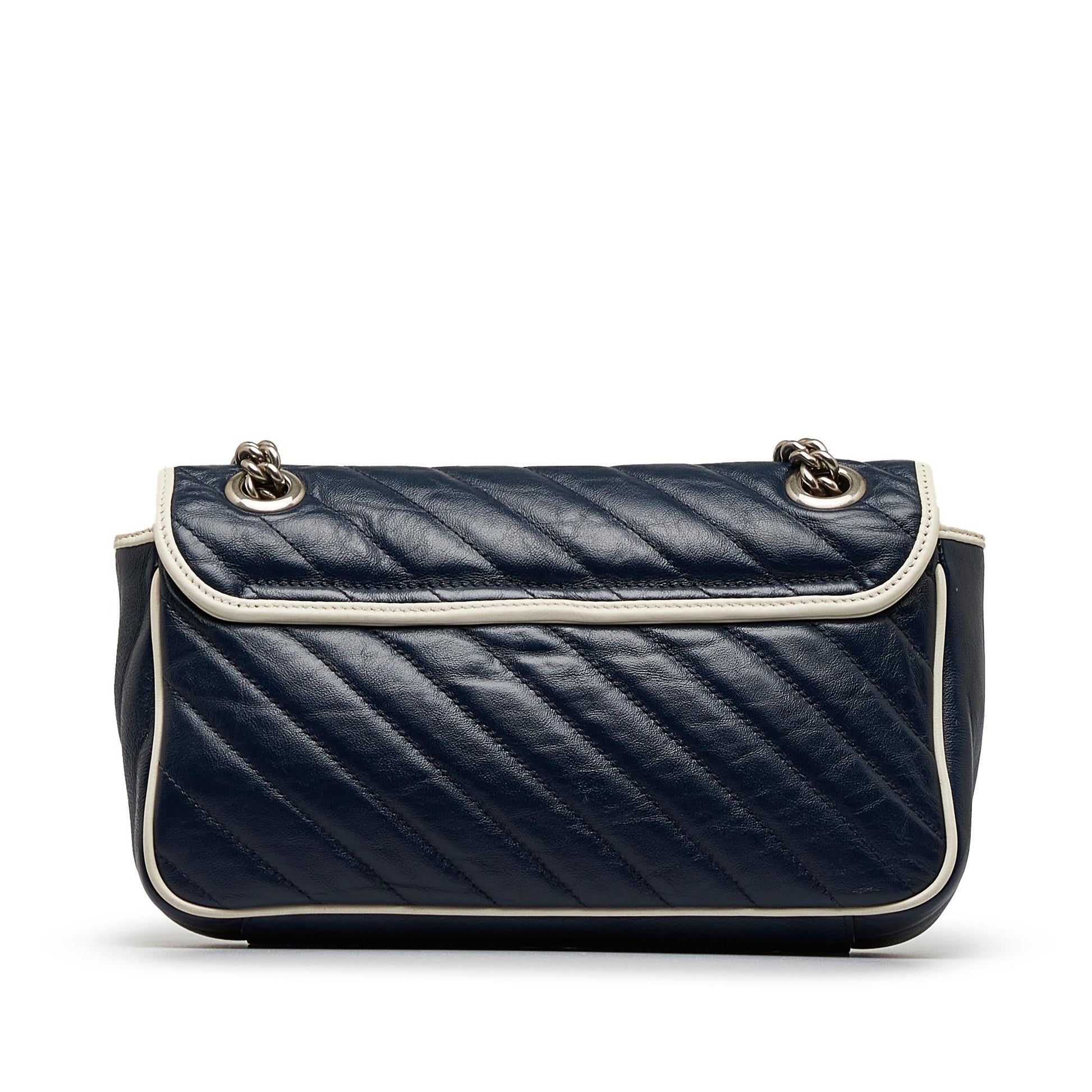 Gucci GG Marmont Torchon SHG-dHxU09 Matelasse Leather Calf Blue Crossbody Bag