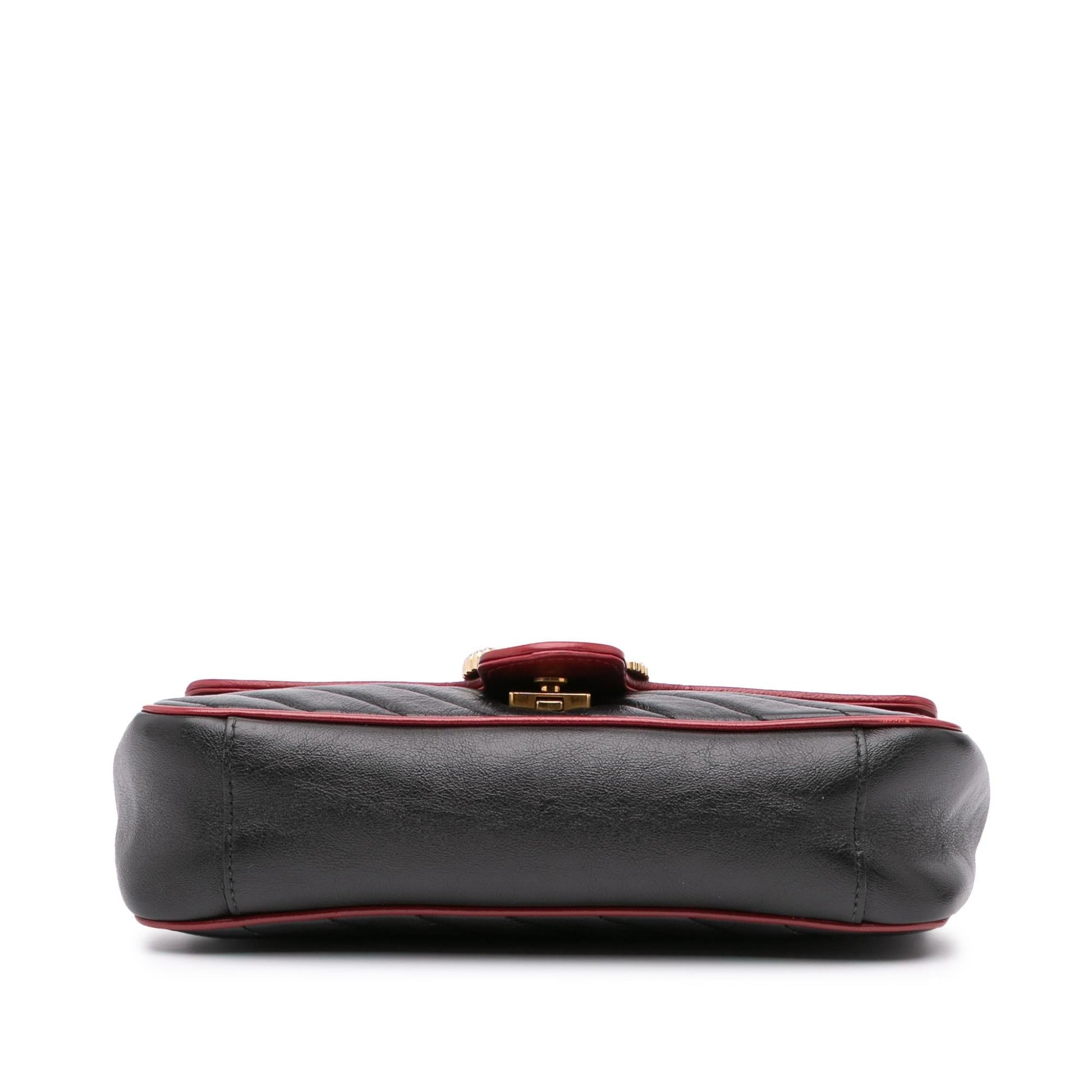 Gucci GG Marmont Torchon Flap Matelasse Leather Calf Black Crossbody Bag Flap Crossbody