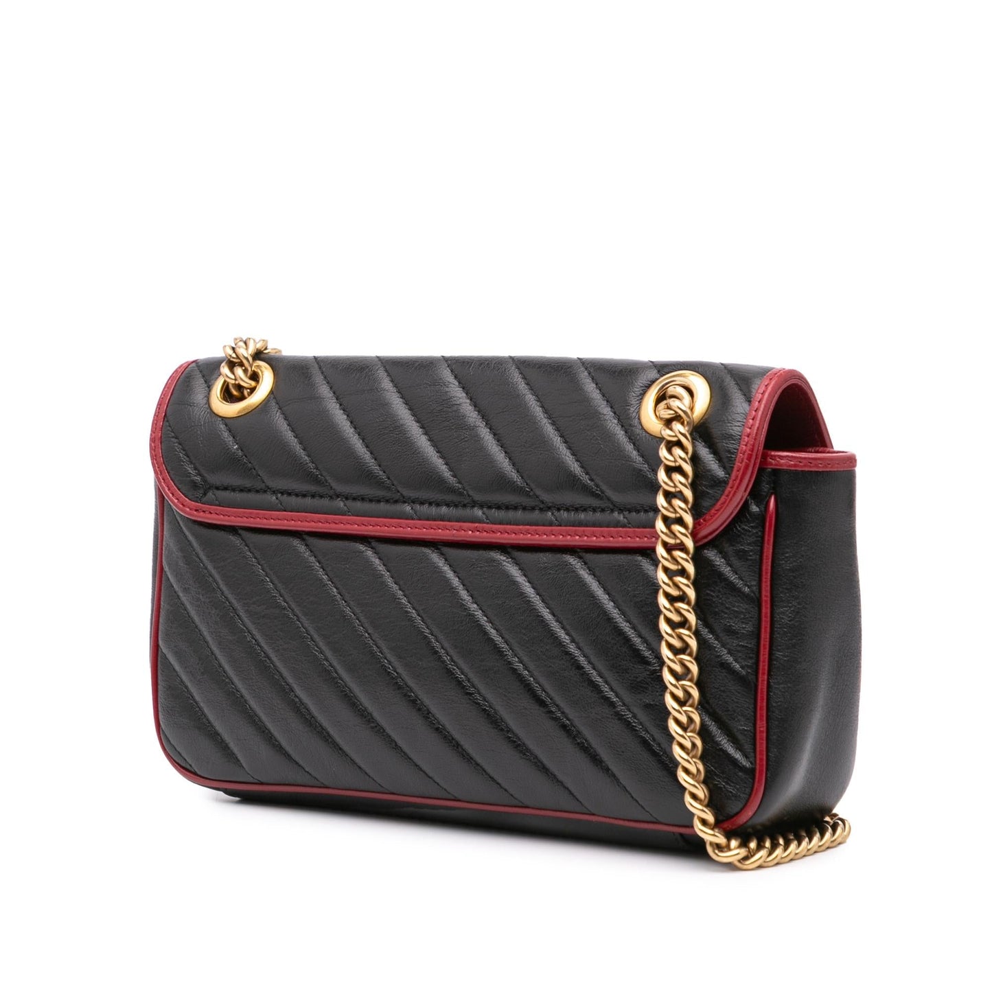 Gucci GG Marmont Torchon Flap Matelasse Leather Calf Black Crossbody Bag Flap Crossbody