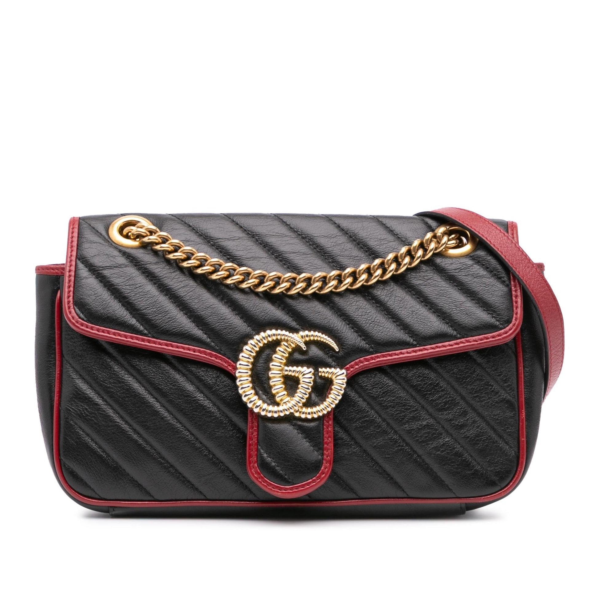 Gucci GG Marmont Torchon Flap Matelasse Leather Calf Black Crossbody Bag 4