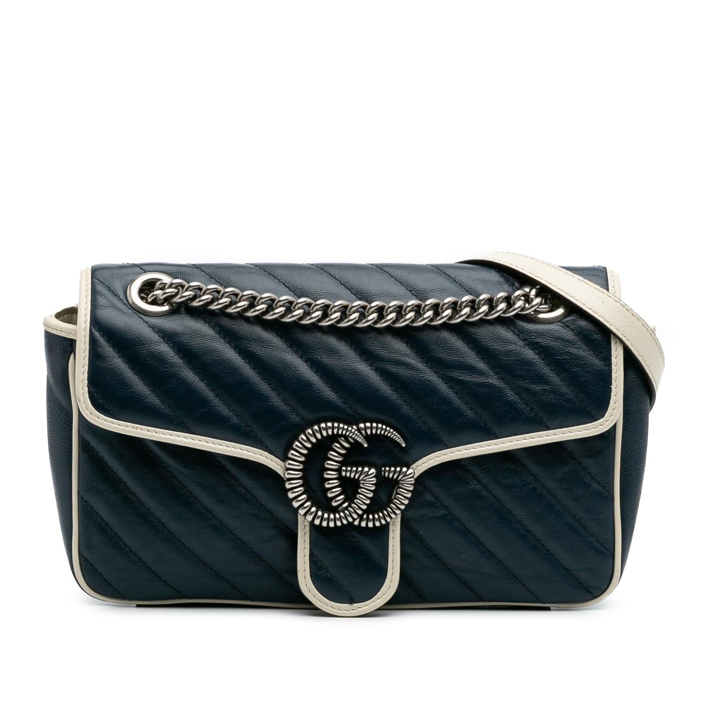 Gucci GG Marmont Torchon Flap Matelasse Leather Calf White Crossbody Bag Crossbody 4