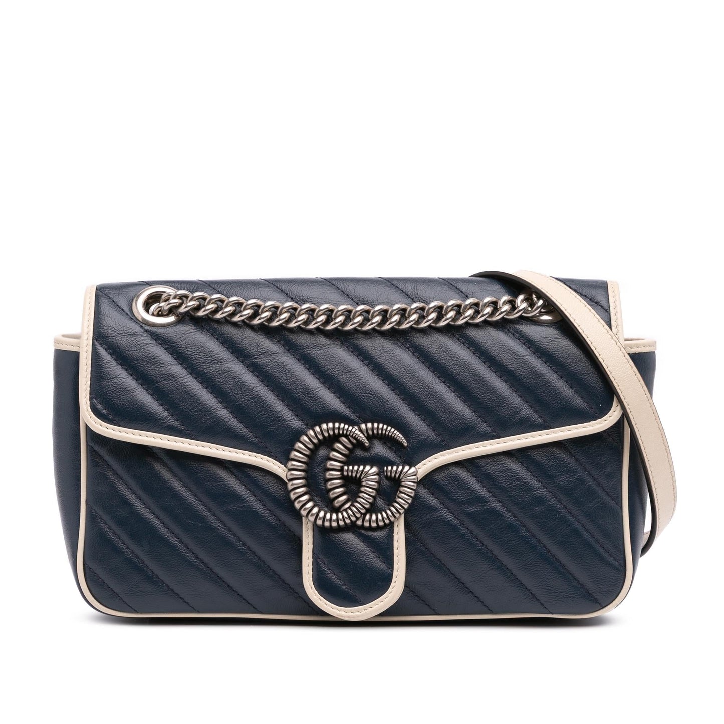 Gucci GG Marmont Torchon Flap Matelasse Leather Calf White Crossbody Bag Crossbody 5