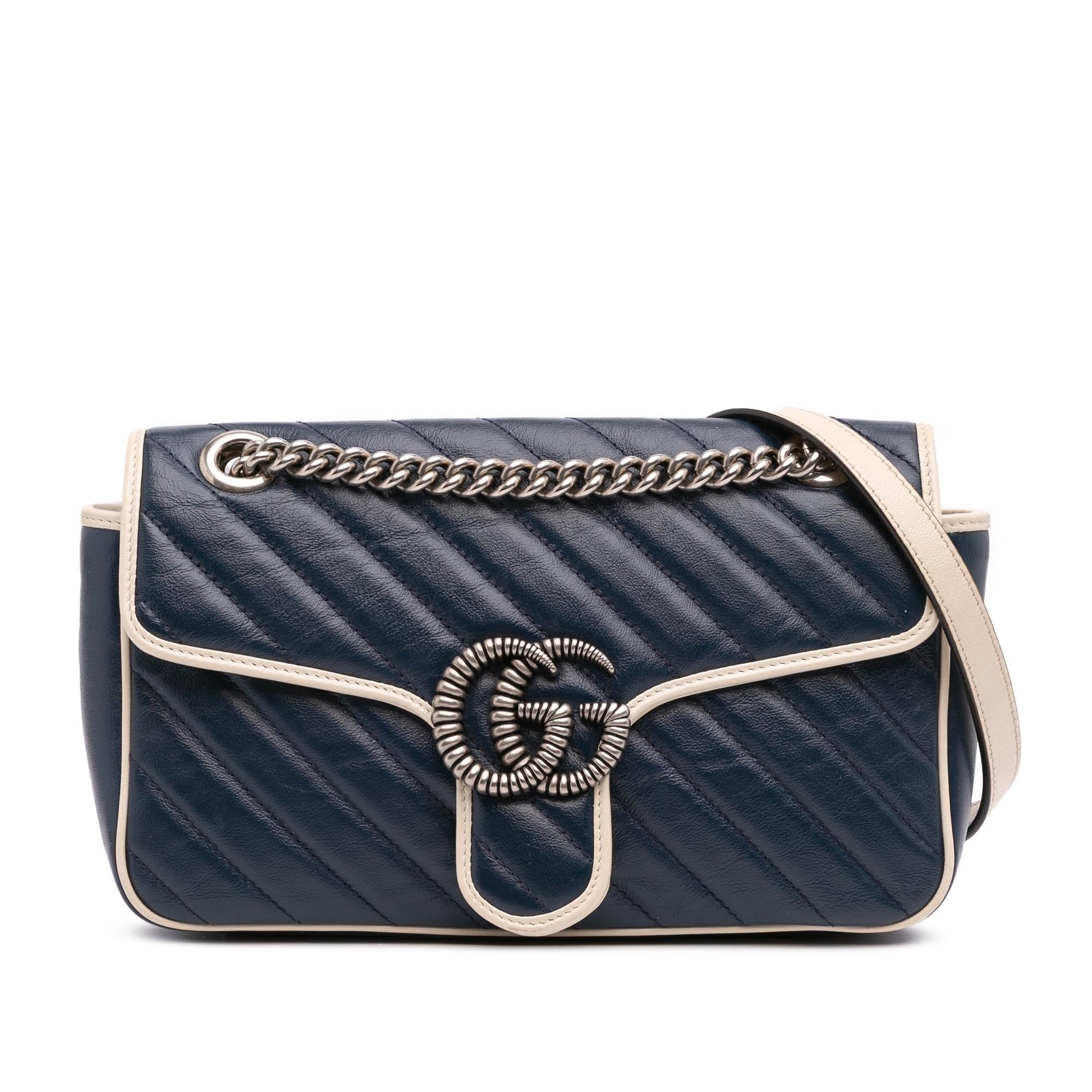 Gucci GG Marmont Torchon Flap Matelasse Leather Calf White Crossbody Bag Crossbody 5