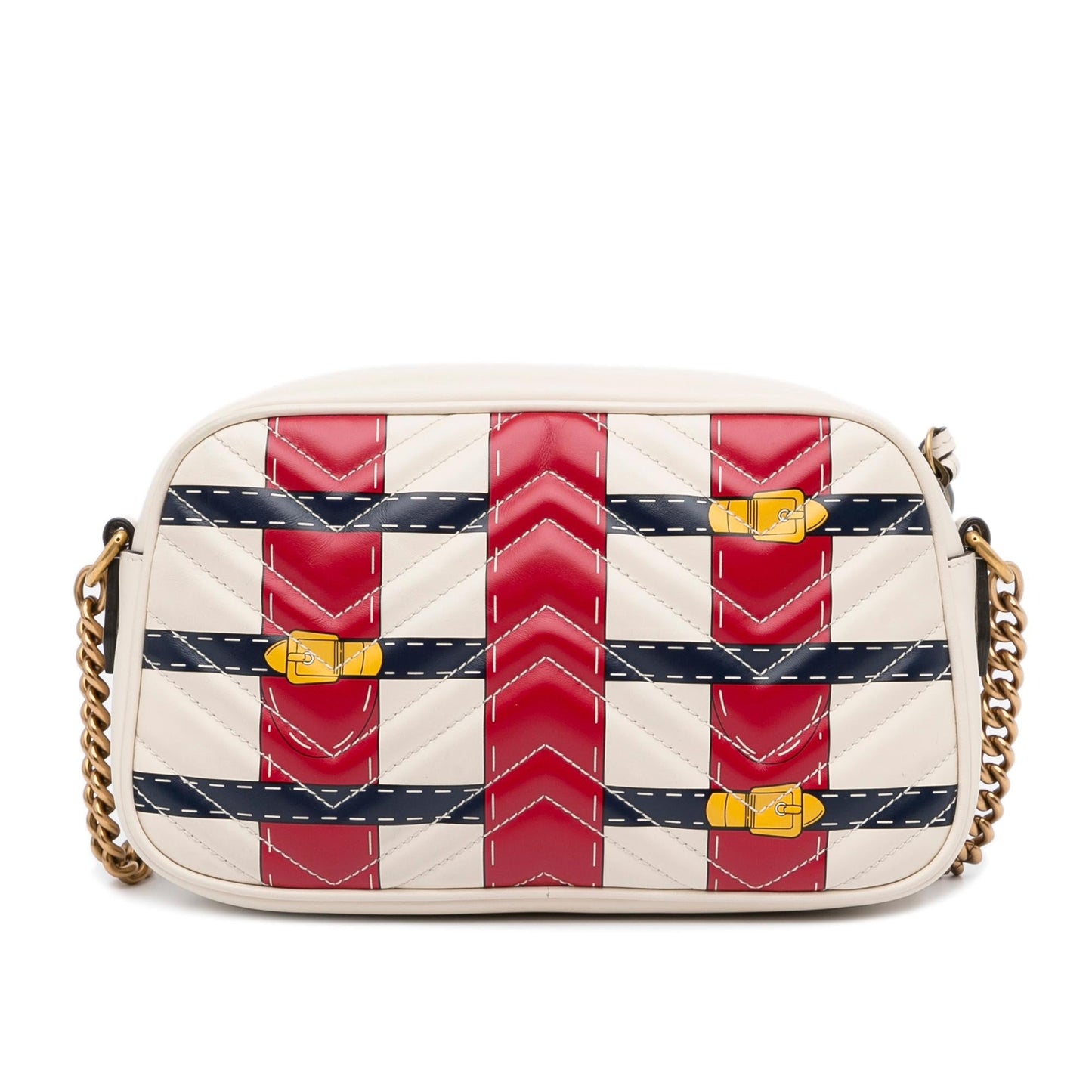 Gucci GG Marmont Trompe L'Oeil SHG-5QnTSu Matelasse Calf White Small Crossbody Bag