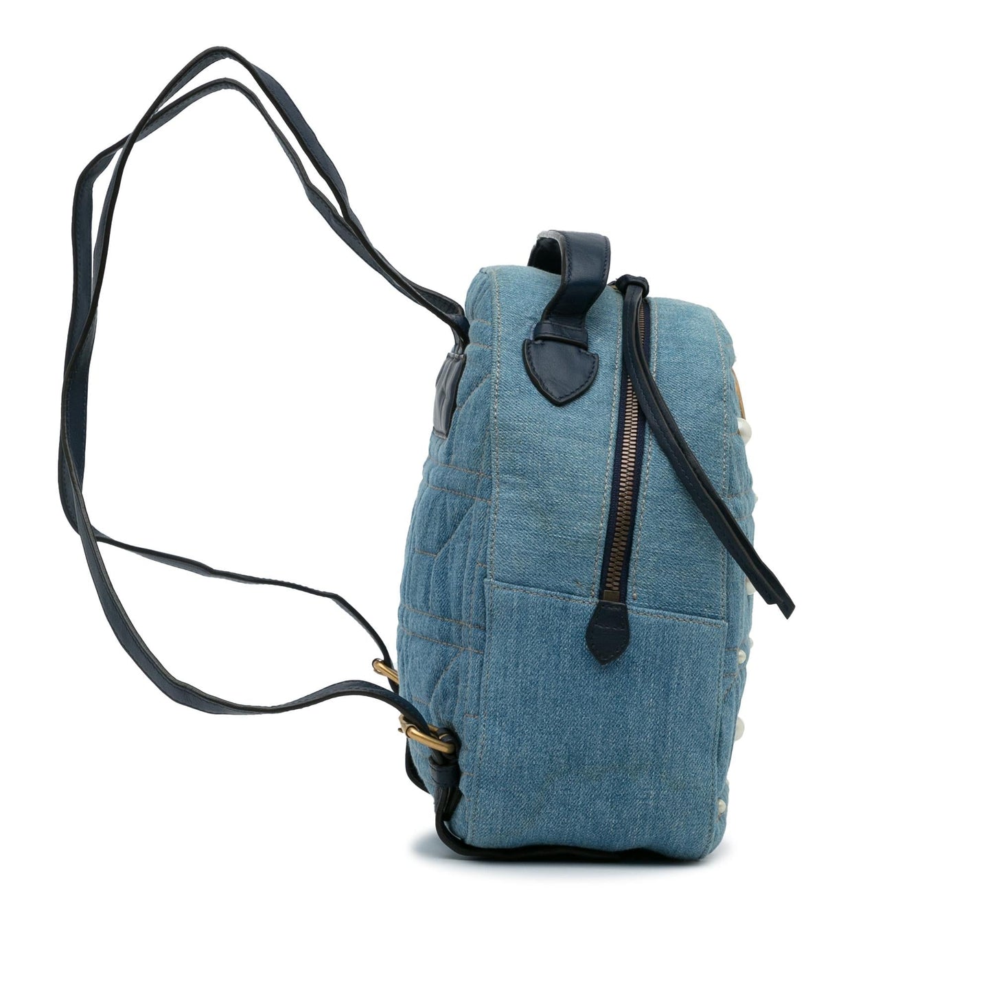 Gucci GG Marmont Pearl Backpack SHG-AWCod3 Denim Calf Black Blue