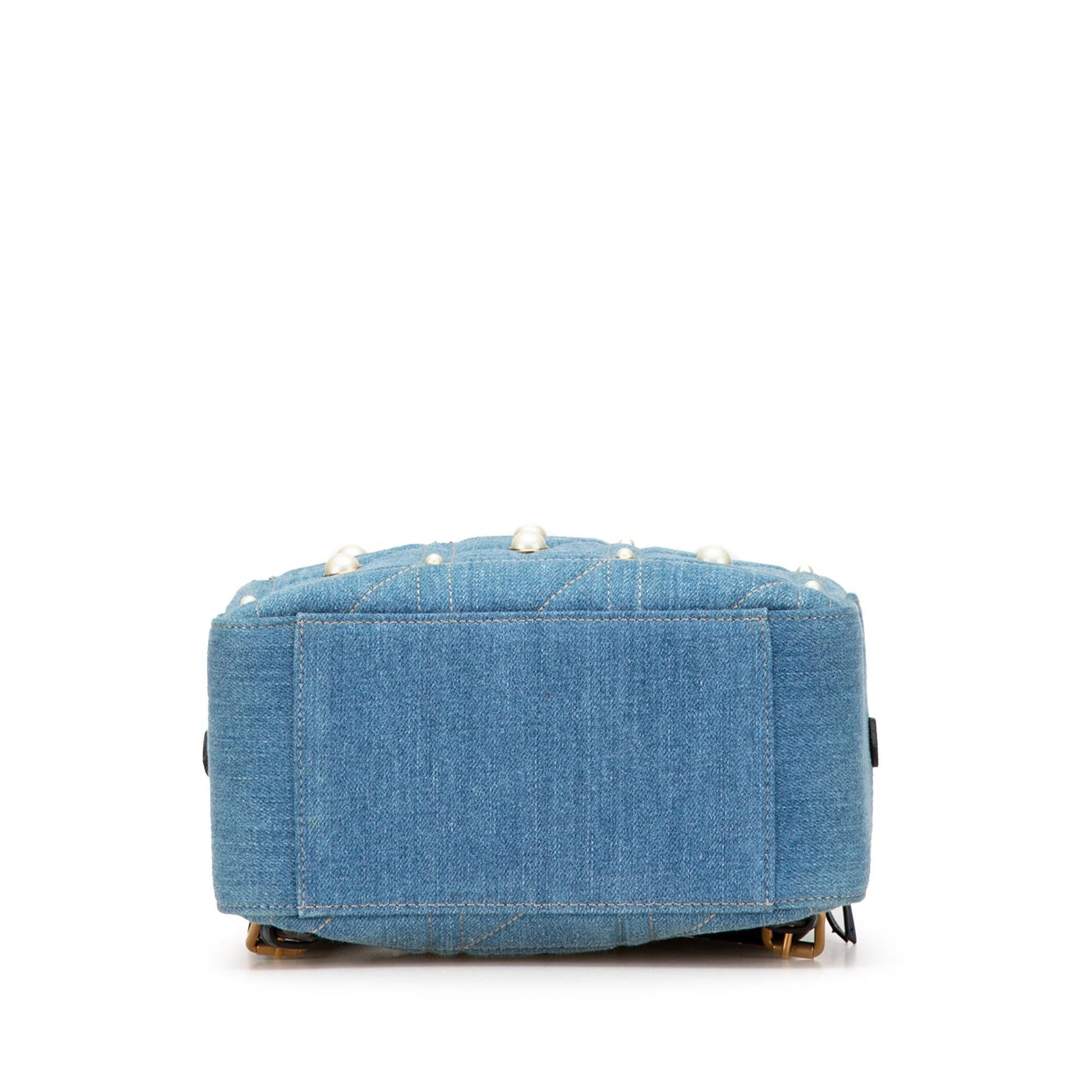Gucci GG Marmont Pearl Backpack Denim Calf Blue Small
