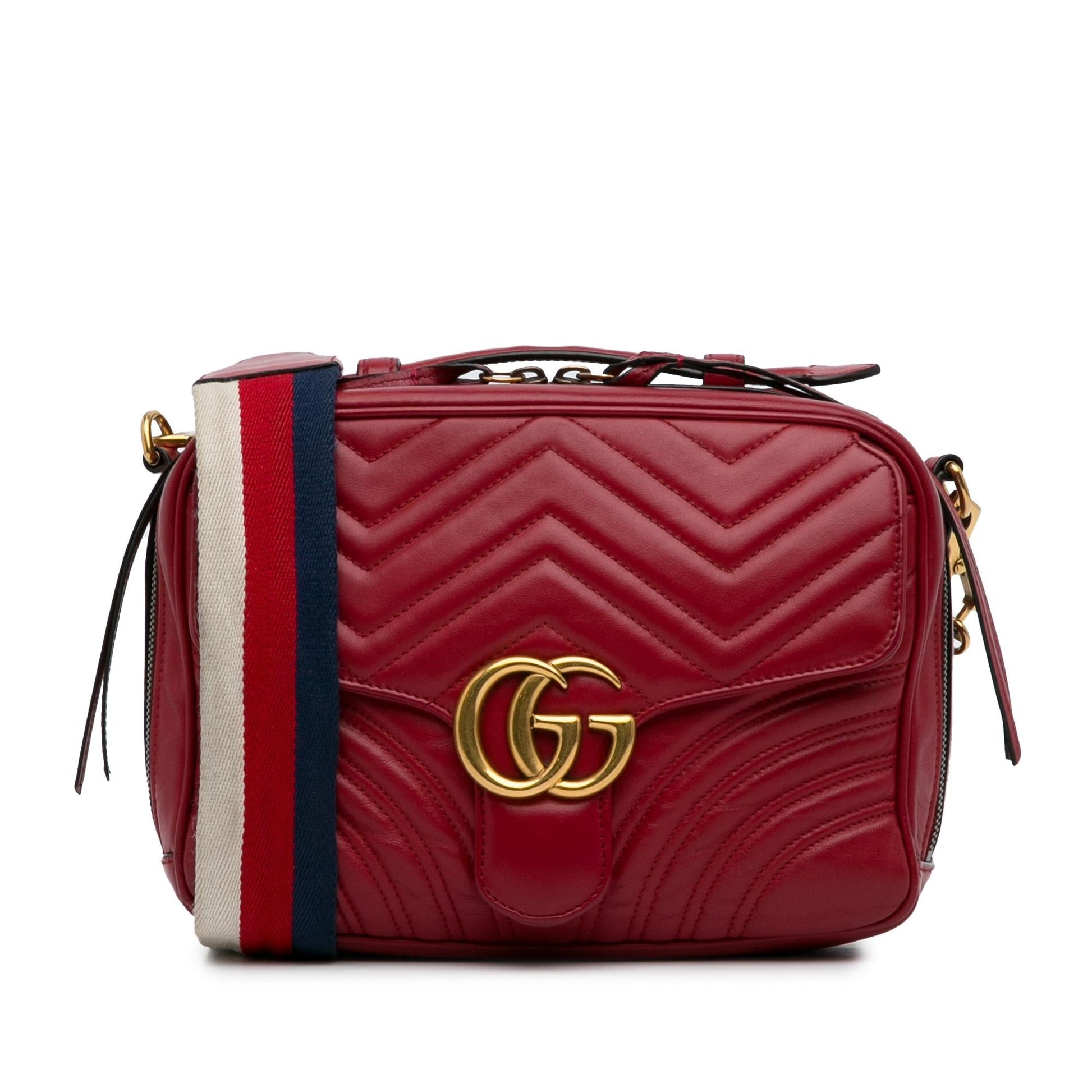 Gucci GG Marmont Sylvie SHG-oIkSJi Calf Red Small Top Handle Satchel Bag