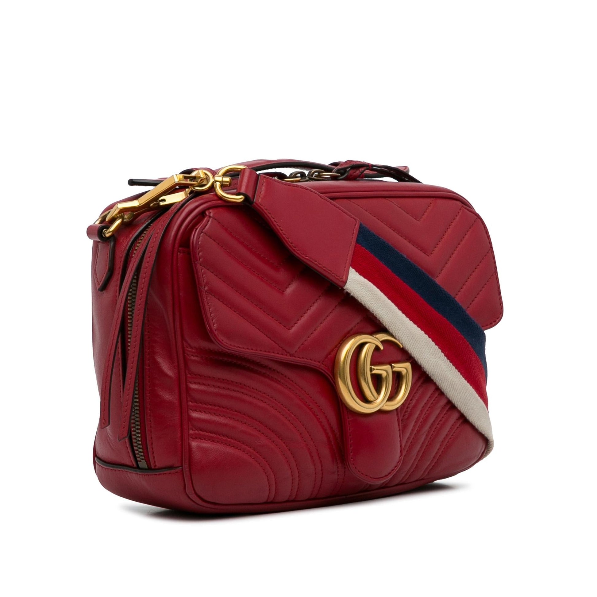 Gucci GG Marmont Sylvie SHG-oIkSJi Calf Red Small Top Handle Satchel Bag