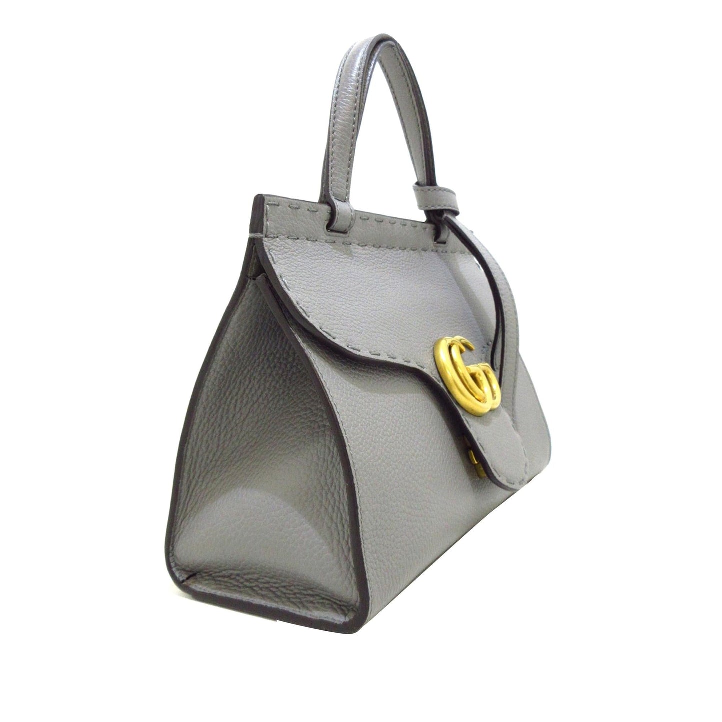 Gucci GG Marmont SHG-R o4V Calf Grey Small Top Handle Satchel Bag