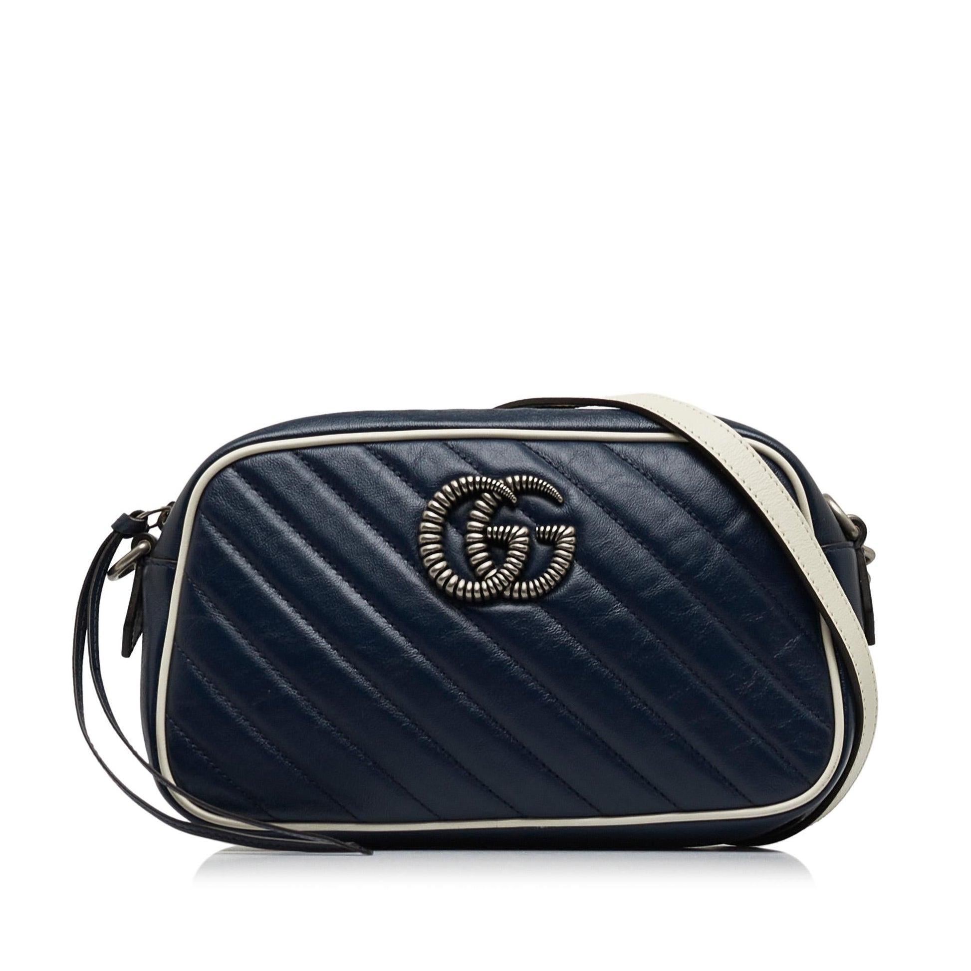 Gucci GG Marmont Torchon SHG-2eFBEB Calf Blue Small Crossbody Bag
