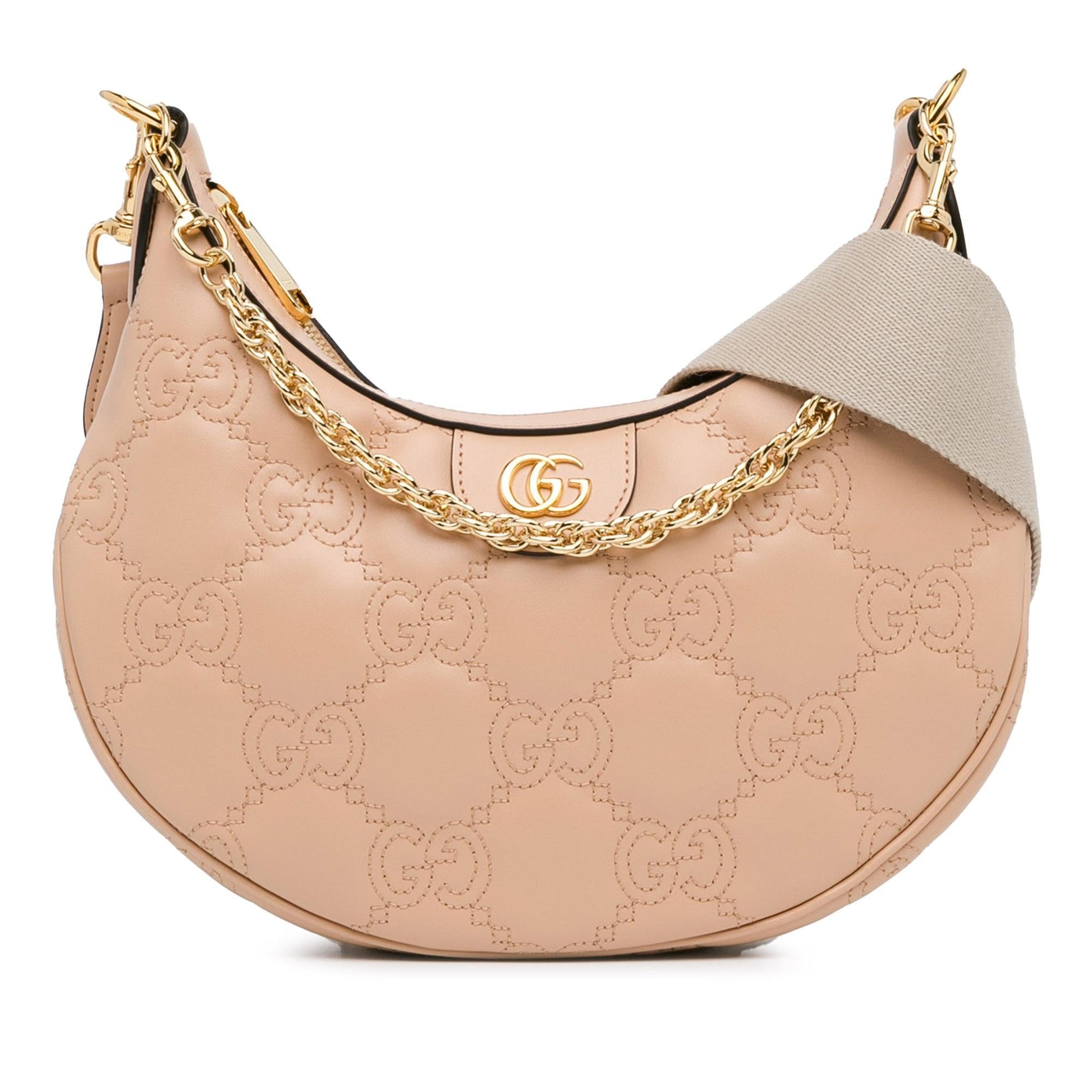 Gucci GG Chain SHG-vQqZPV Matelasse Calf Brown Small Satchel Bag