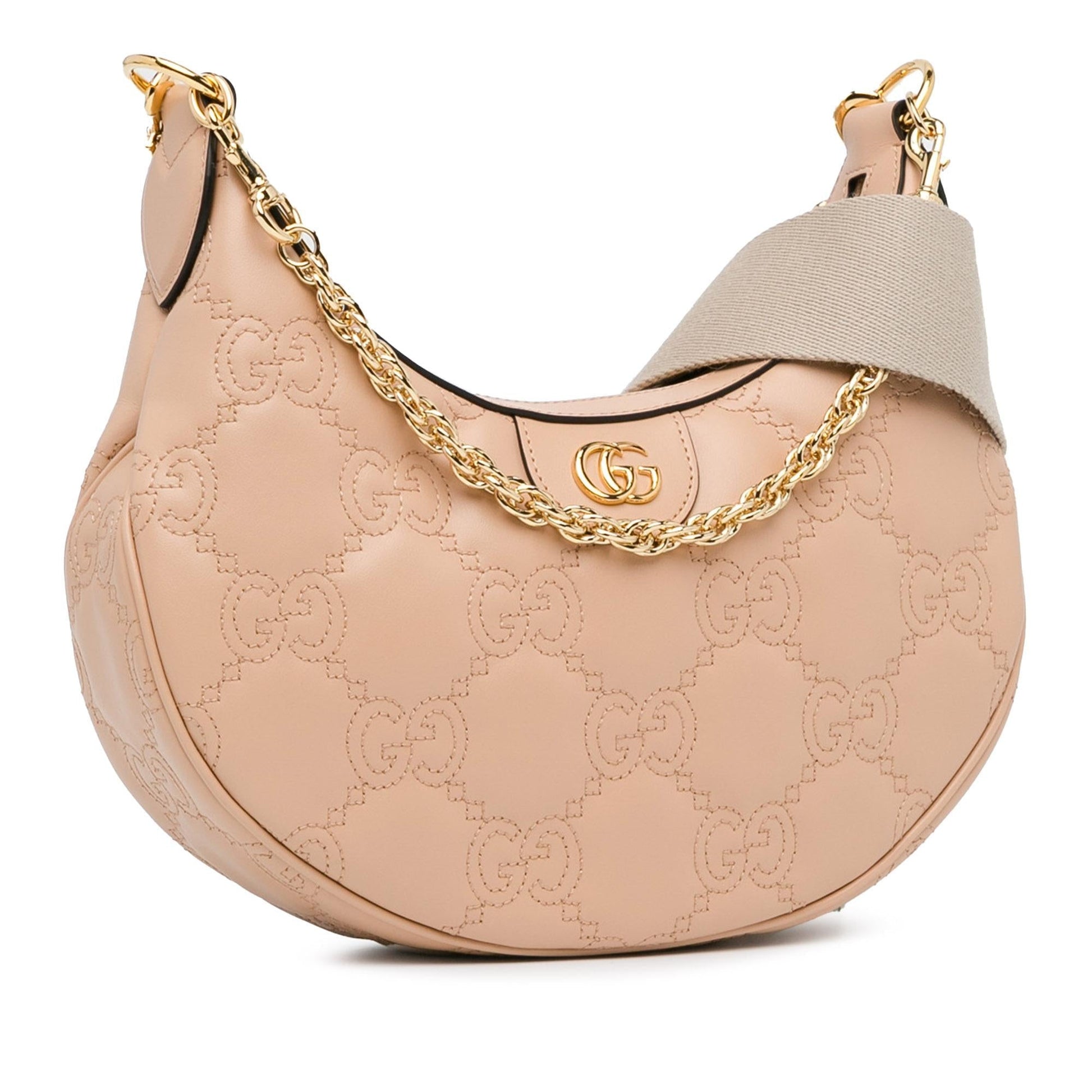 Gucci GG Chain SHG-vQqZPV Matelasse Calf Brown Small Satchel Bag
