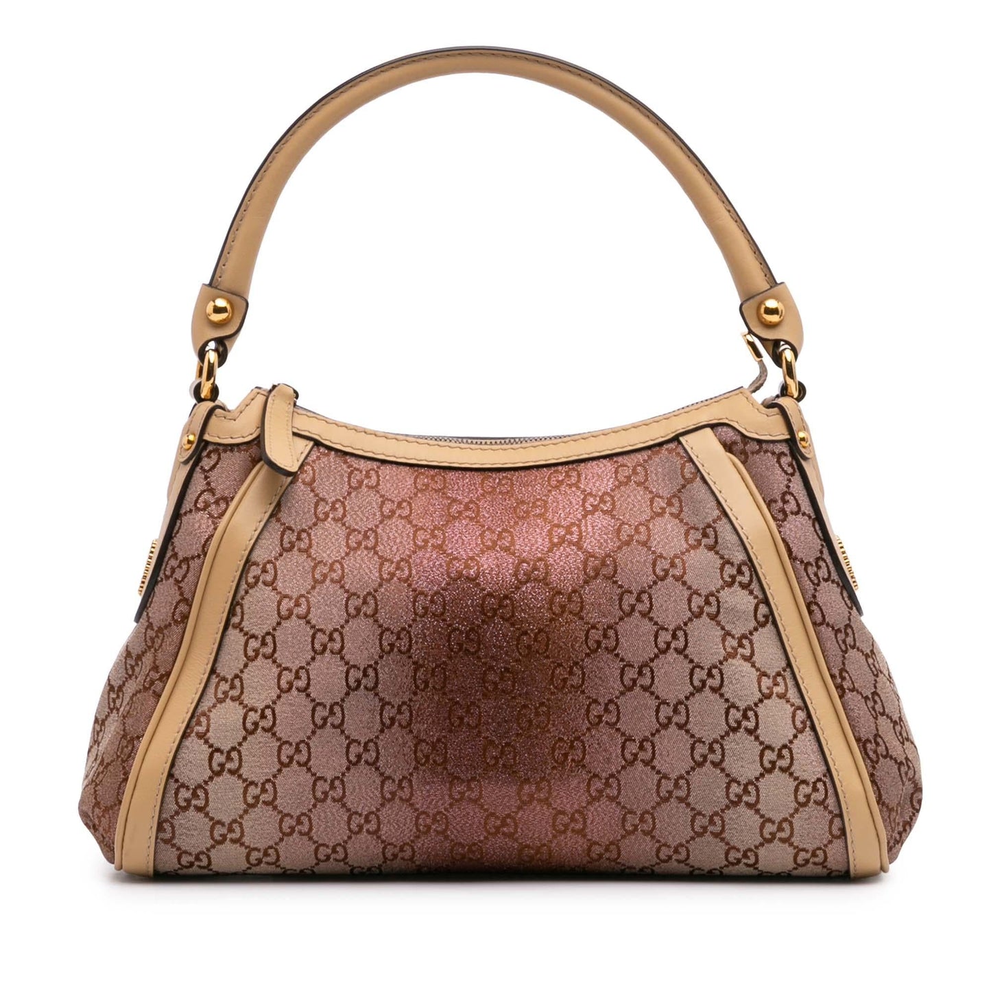 Gucci GG Metallic Scarlett Canvas Calf Brown Pink Shoulder Bag
