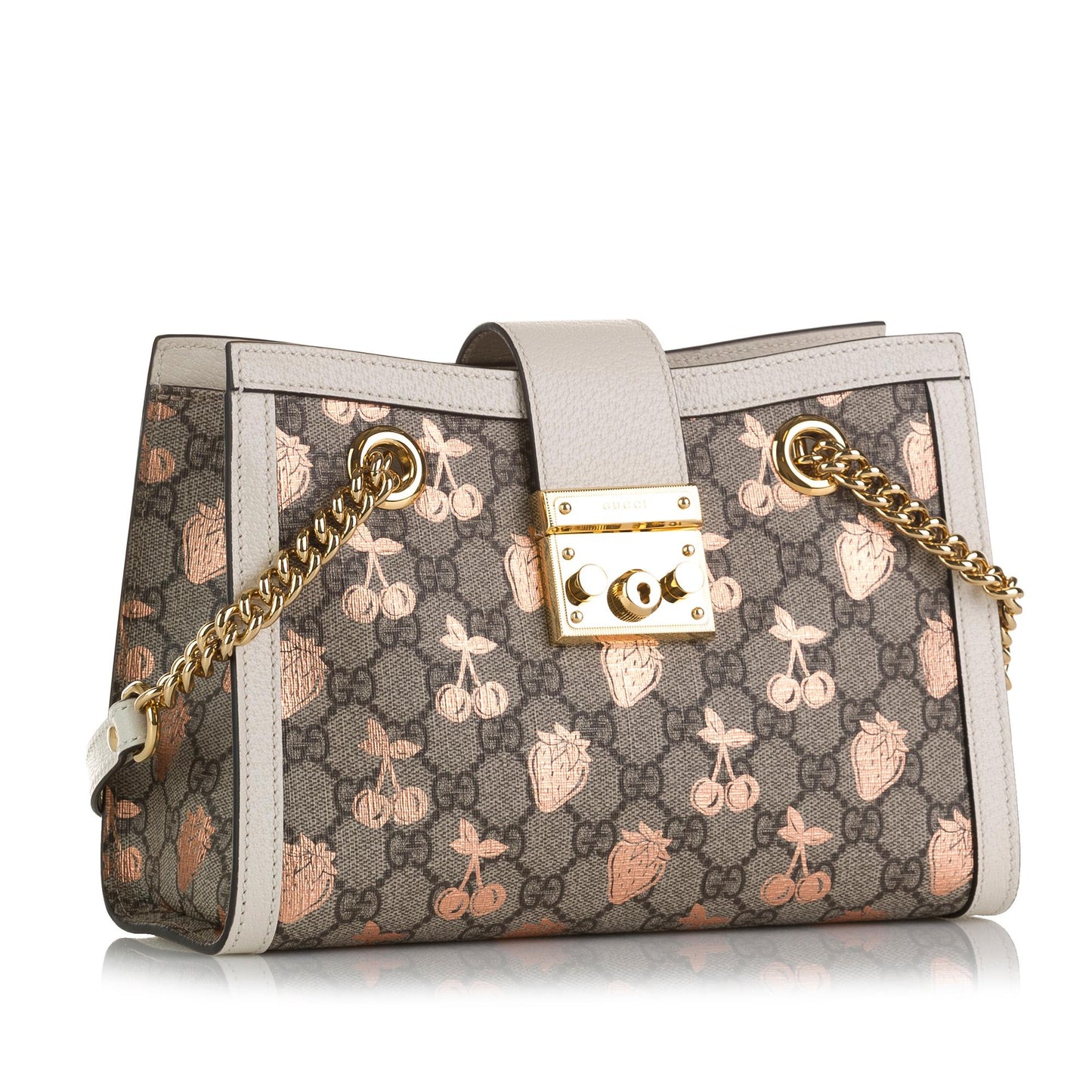 Gucci GG Supreme Berry Padlock SHG-pt4iss Canvas Brown Small Tote Bag