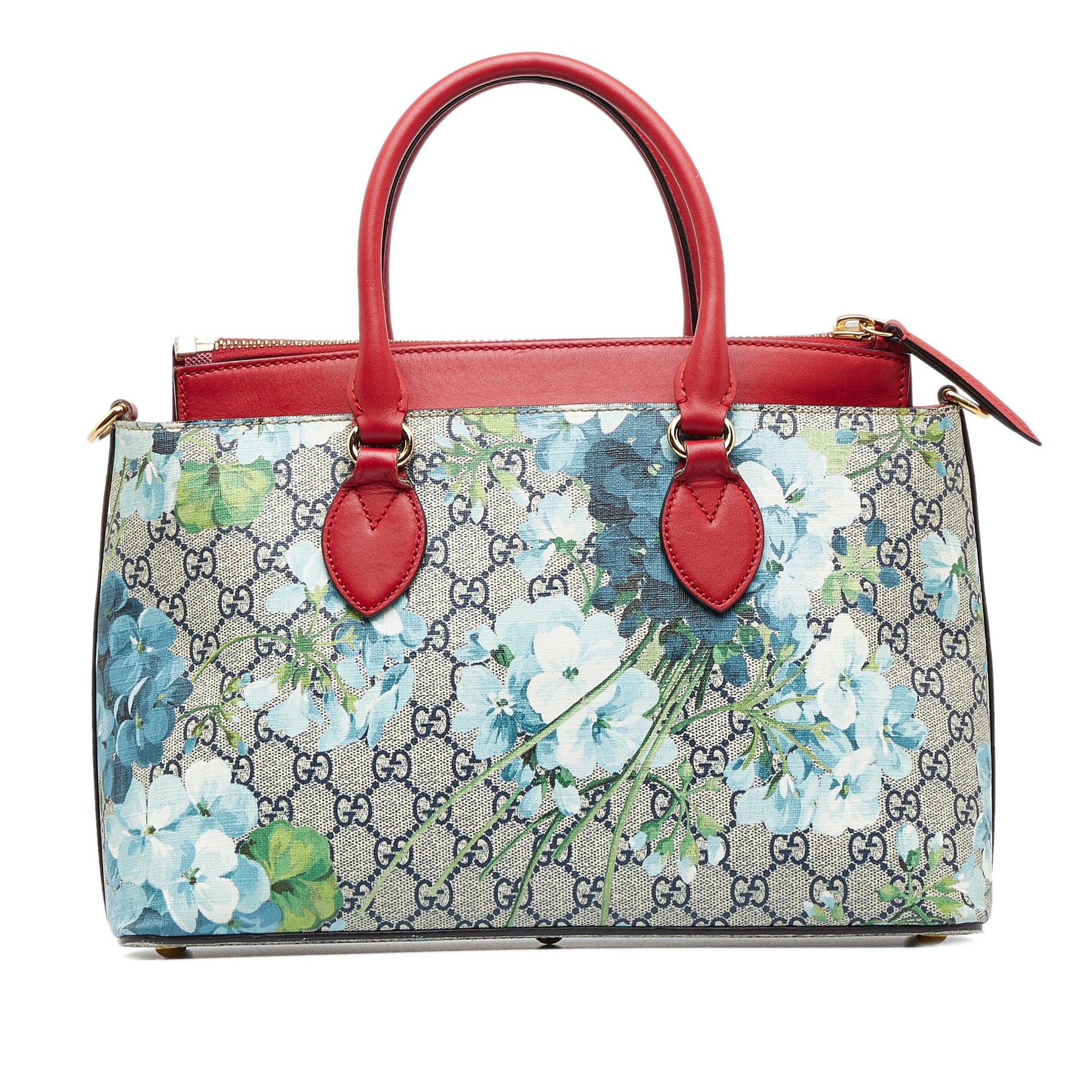 Gucci GG Supreme Blooms Linea A Canvas Blue Small Tote Bag
