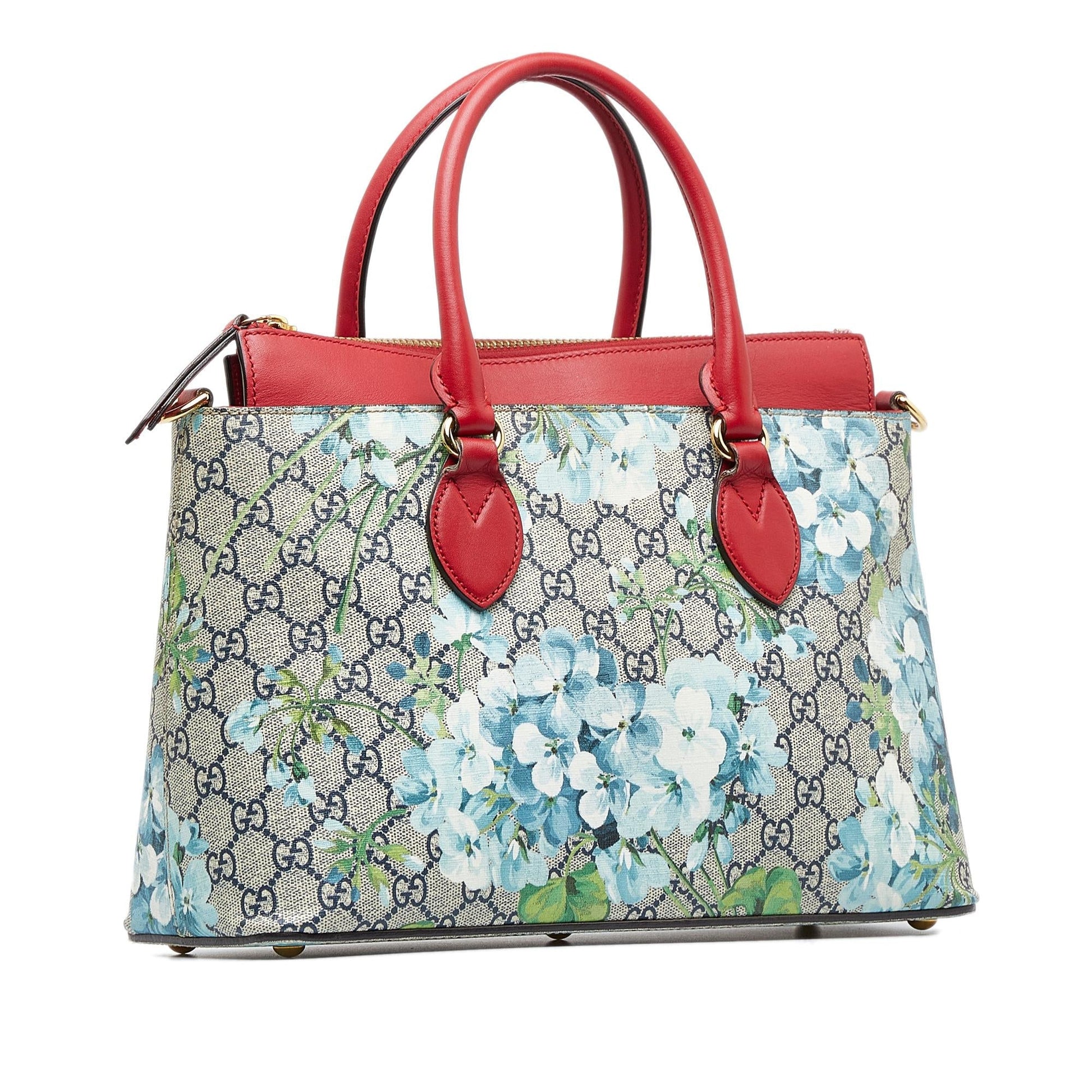 Gucci GG Supreme Blooms Linea A Canvas Blue Small Tote Bag