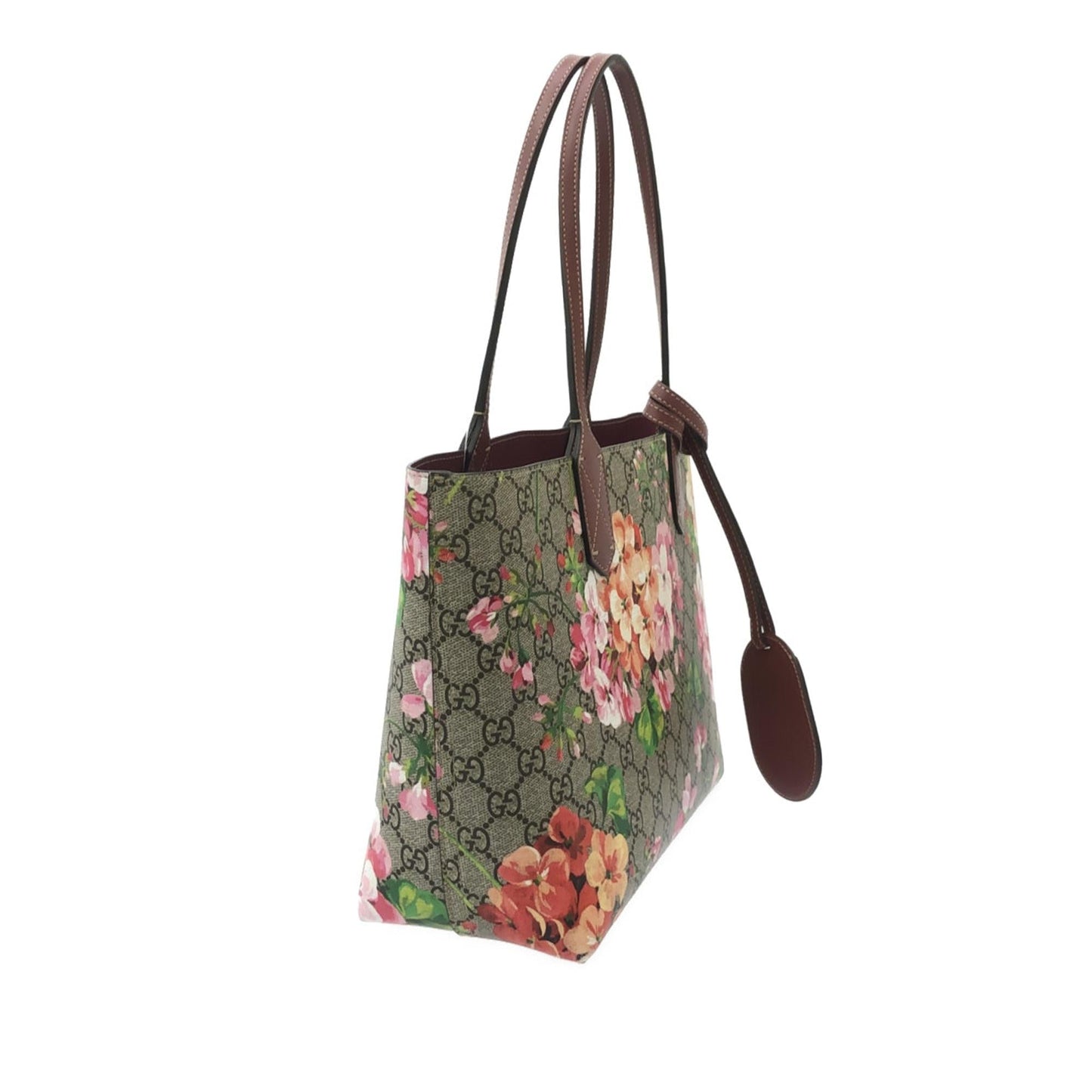 Gucci GG Supreme Blooms Reversible SHG-k7qQhG Canvas Calf Brown Small Tote Bag