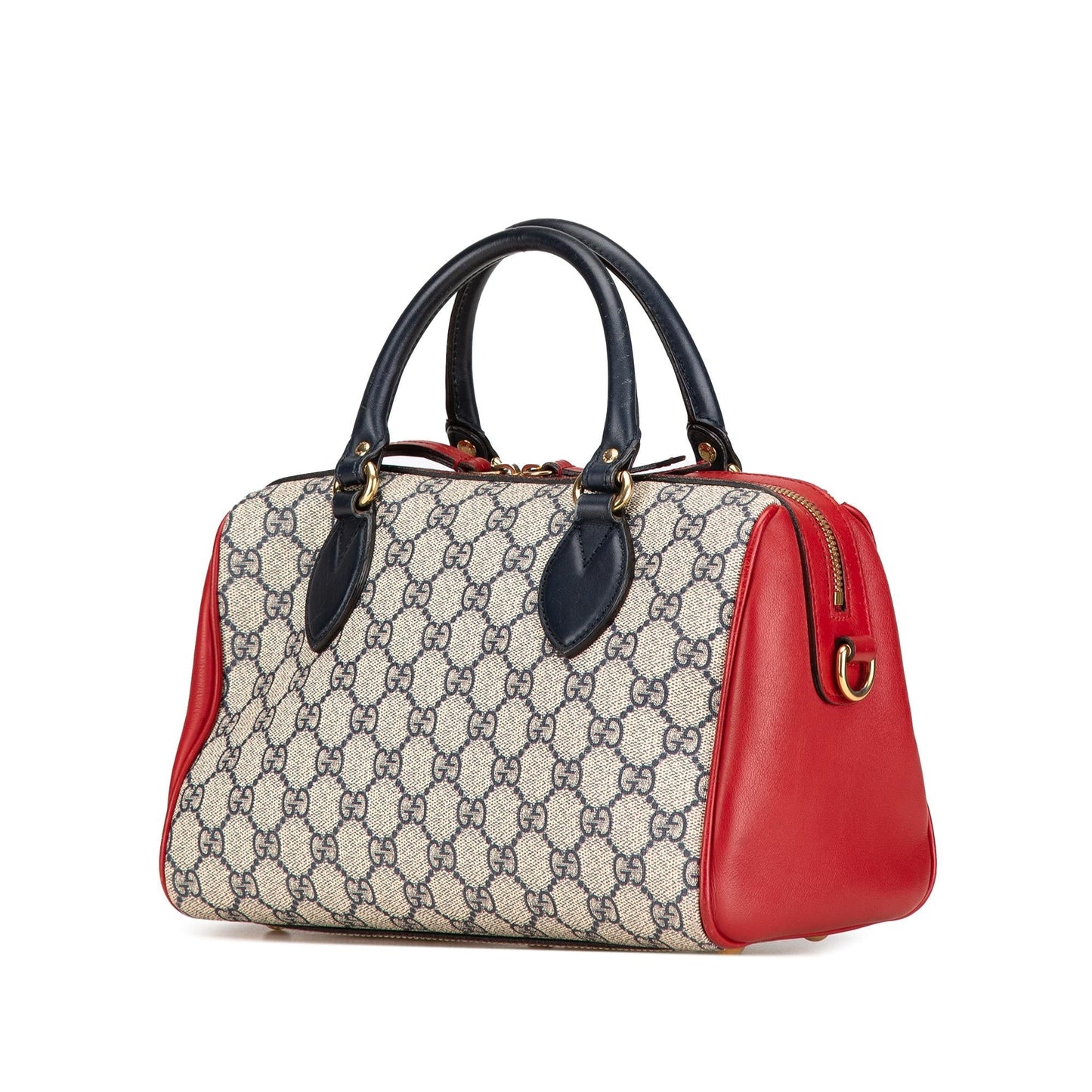 Gucci GG Supreme Boston Canvas Calf Brown Small Satchel Bag