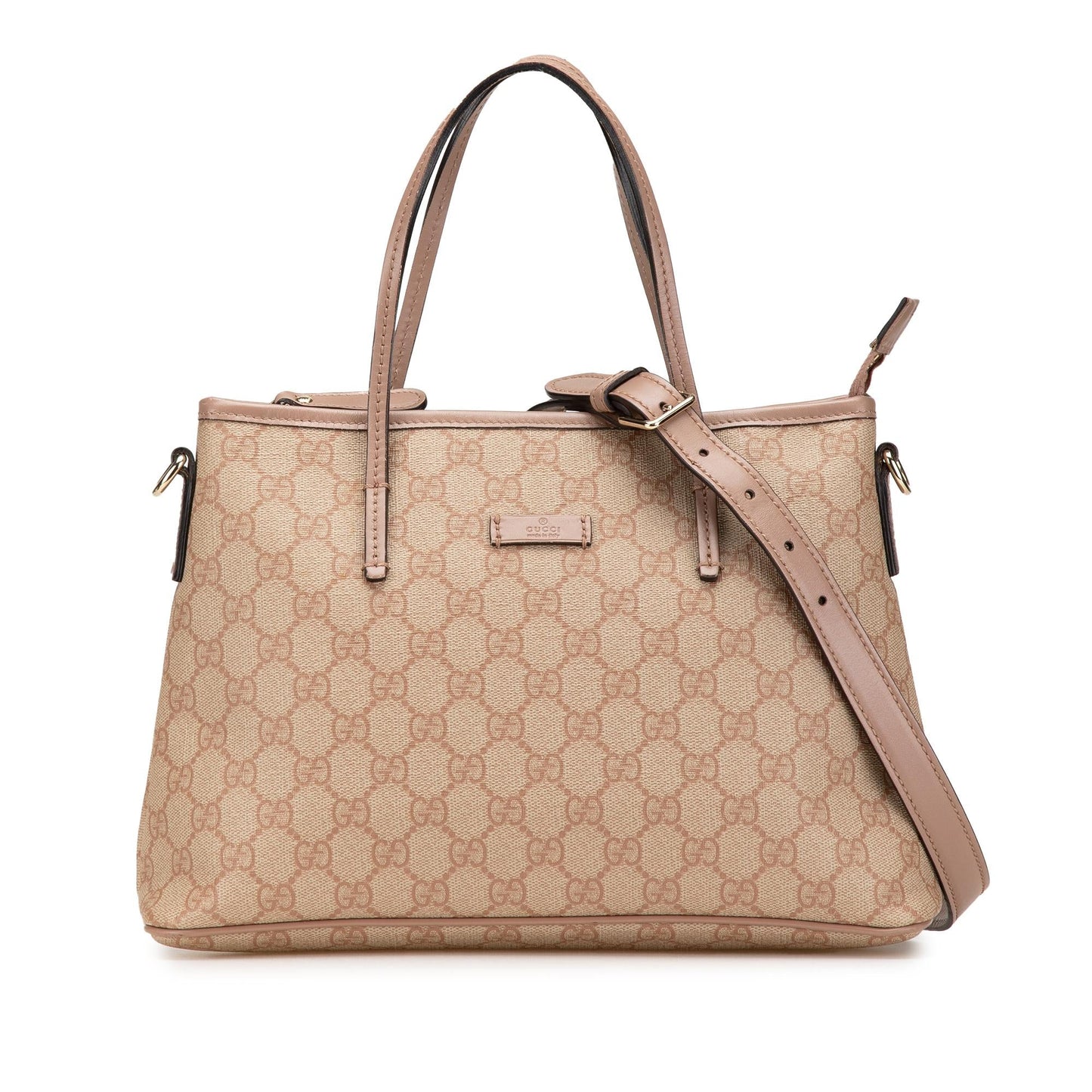 Gucci GG Supreme Convertible Canvas Calf Brown Small Tote Bag