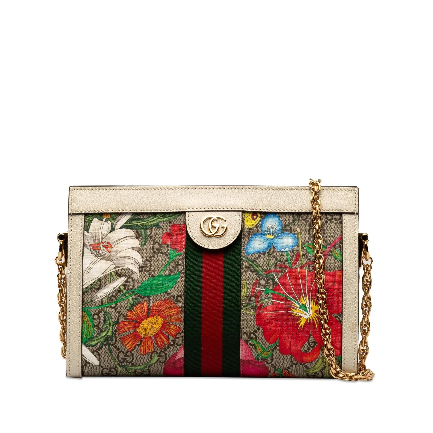 Gucci GG Supreme Flora Ophidia SHG-7xxXPR Canvas Brown Small Chain Shoulder Bag