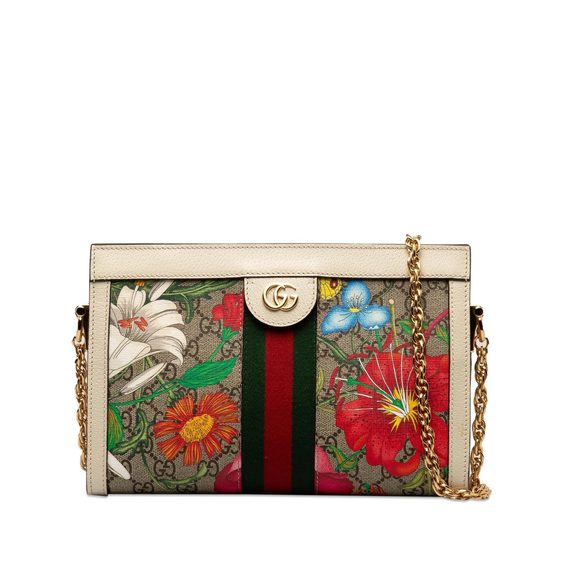 Gucci GG Supreme Flora Ophidia SHG-7xxXPR Canvas Brown Small Chain Shoulder Bag