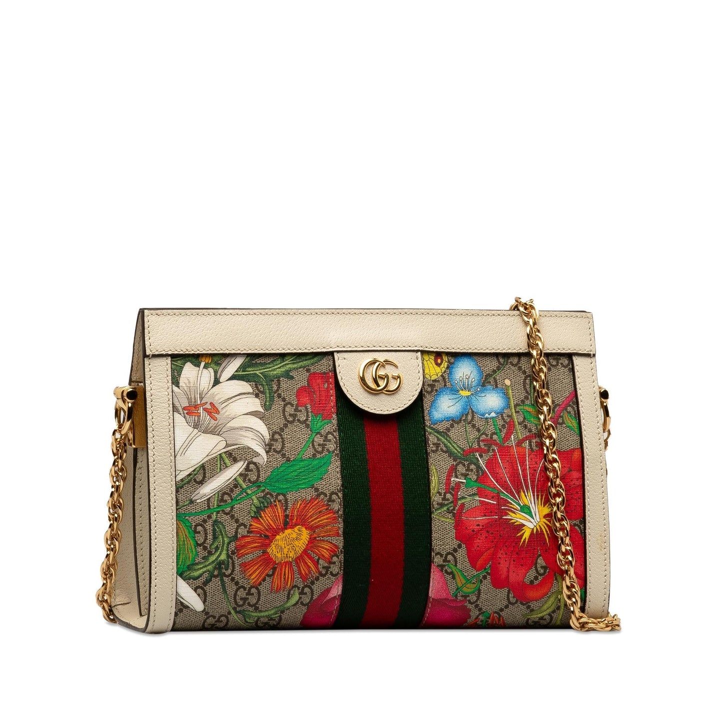 Gucci GG Supreme Flora Ophidia SHG-7xxXPR Canvas Brown Small Chain Shoulder Bag