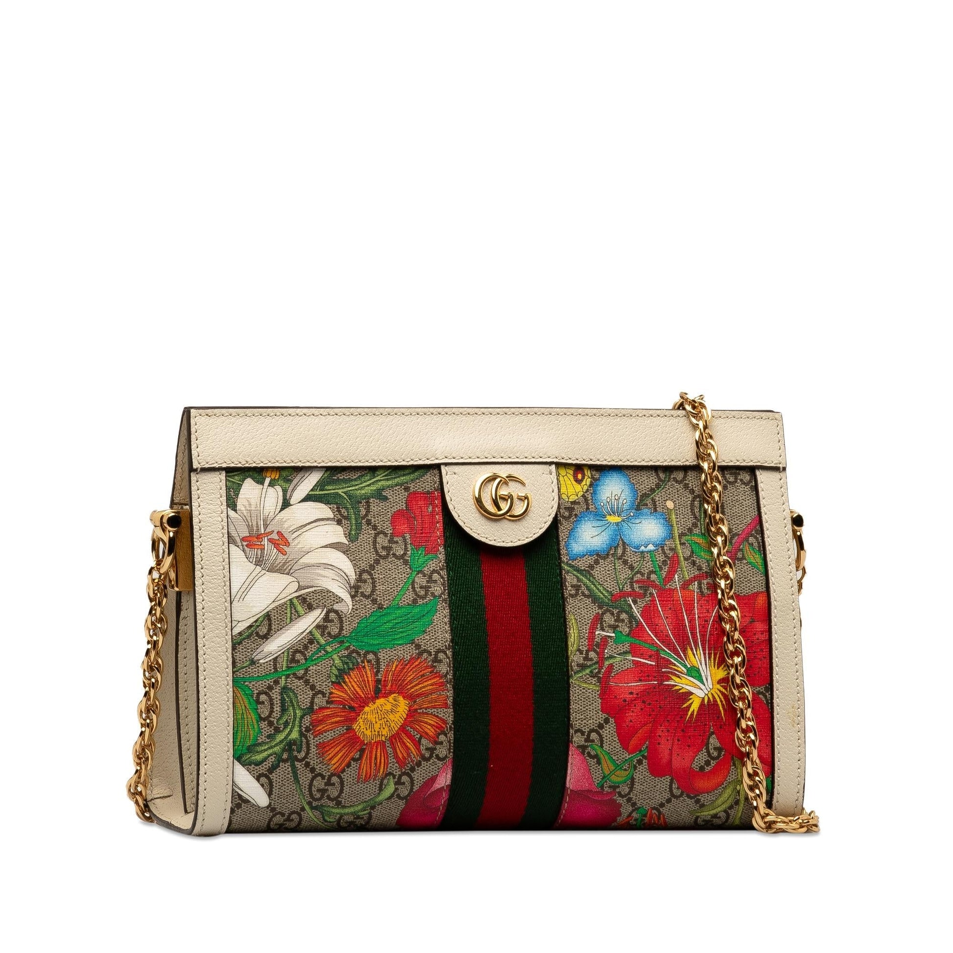 Gucci GG Supreme Flora Ophidia SHG-7xxXPR Canvas Brown Small Chain Shoulder Bag