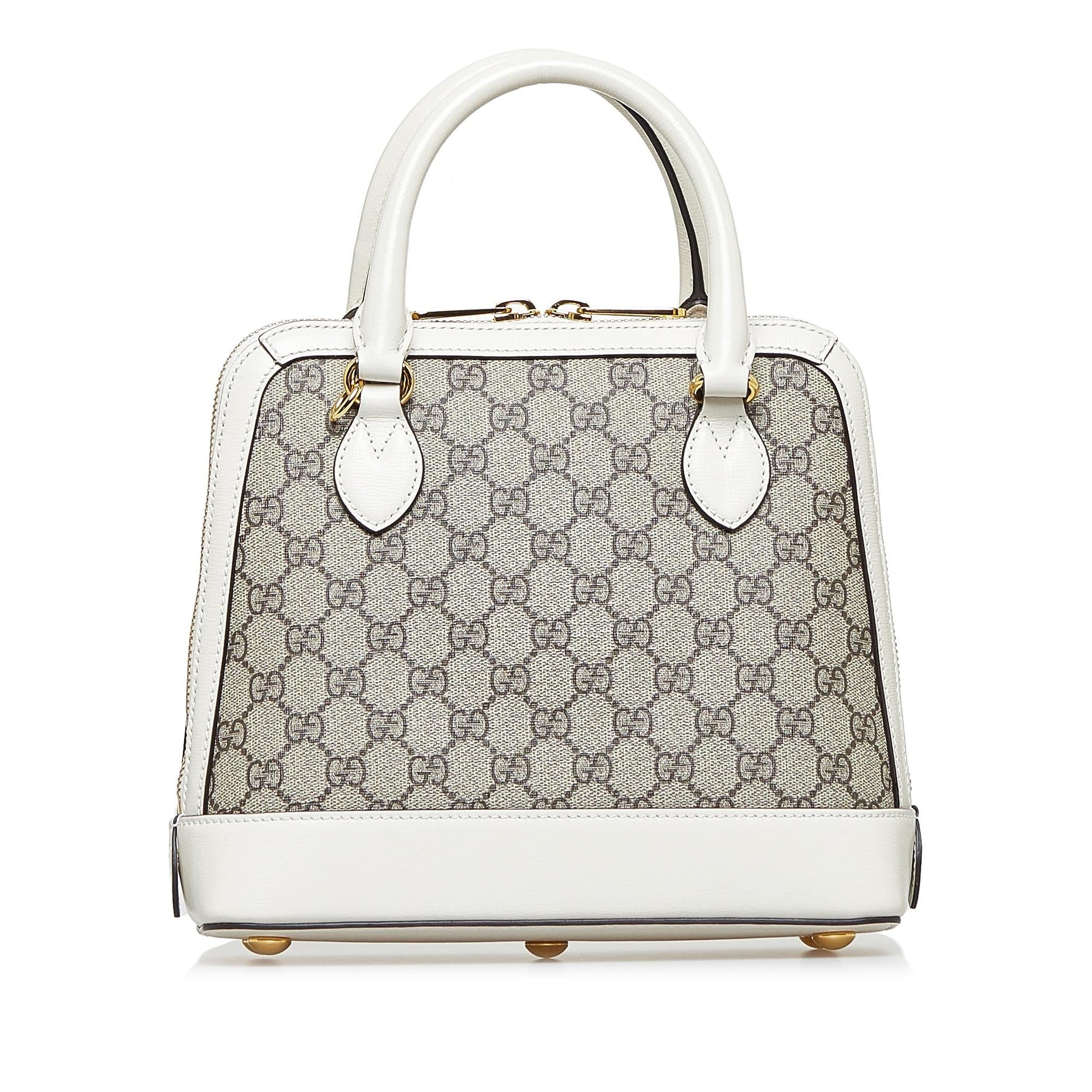 Gucci GG Supreme Horsebit Canvas Brown Small Satchel Bag Horsebit Satchel