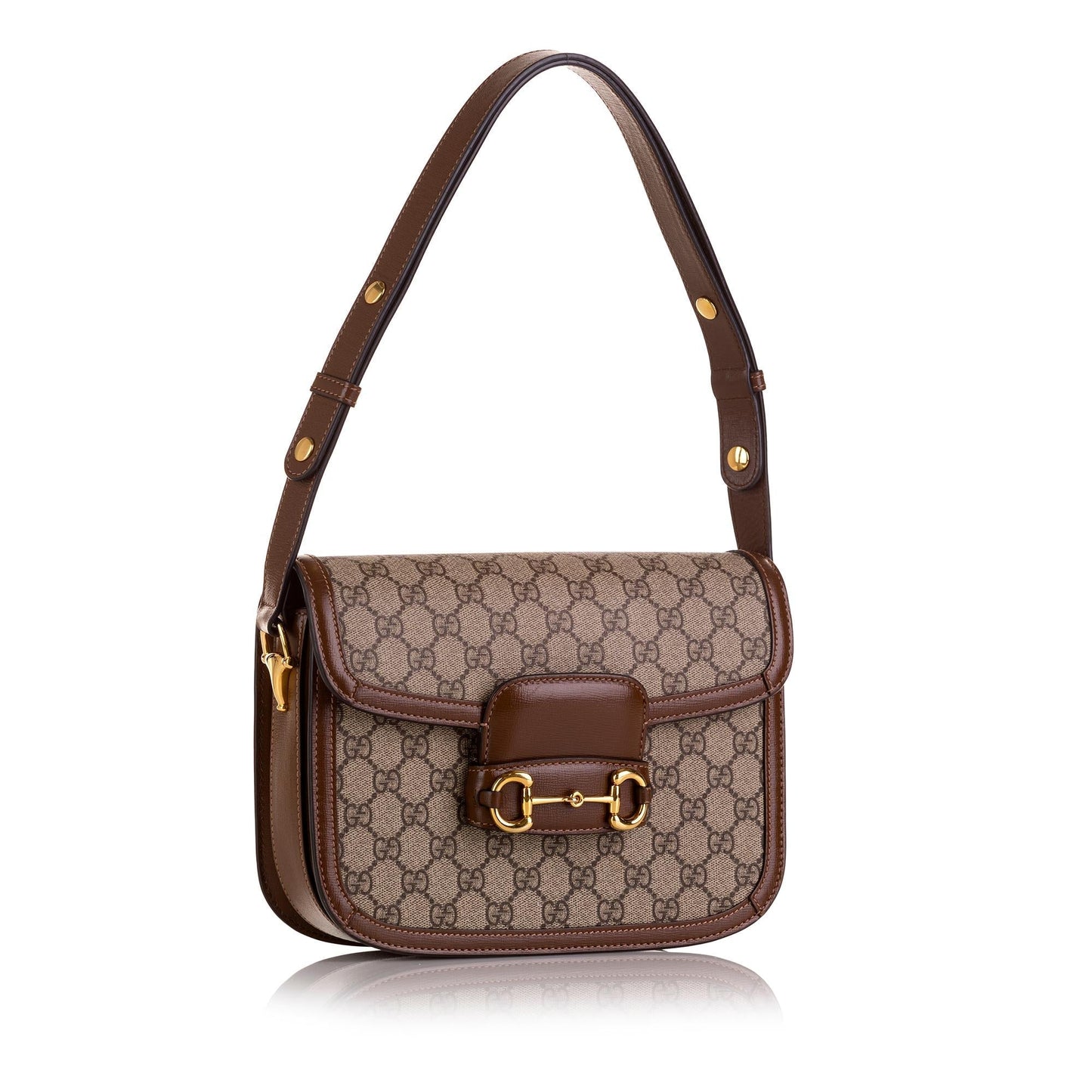 Gucci GG Supreme Horsebit SHG-vd6mDJ Canvas Calf Brown Small Shoulder Bag
